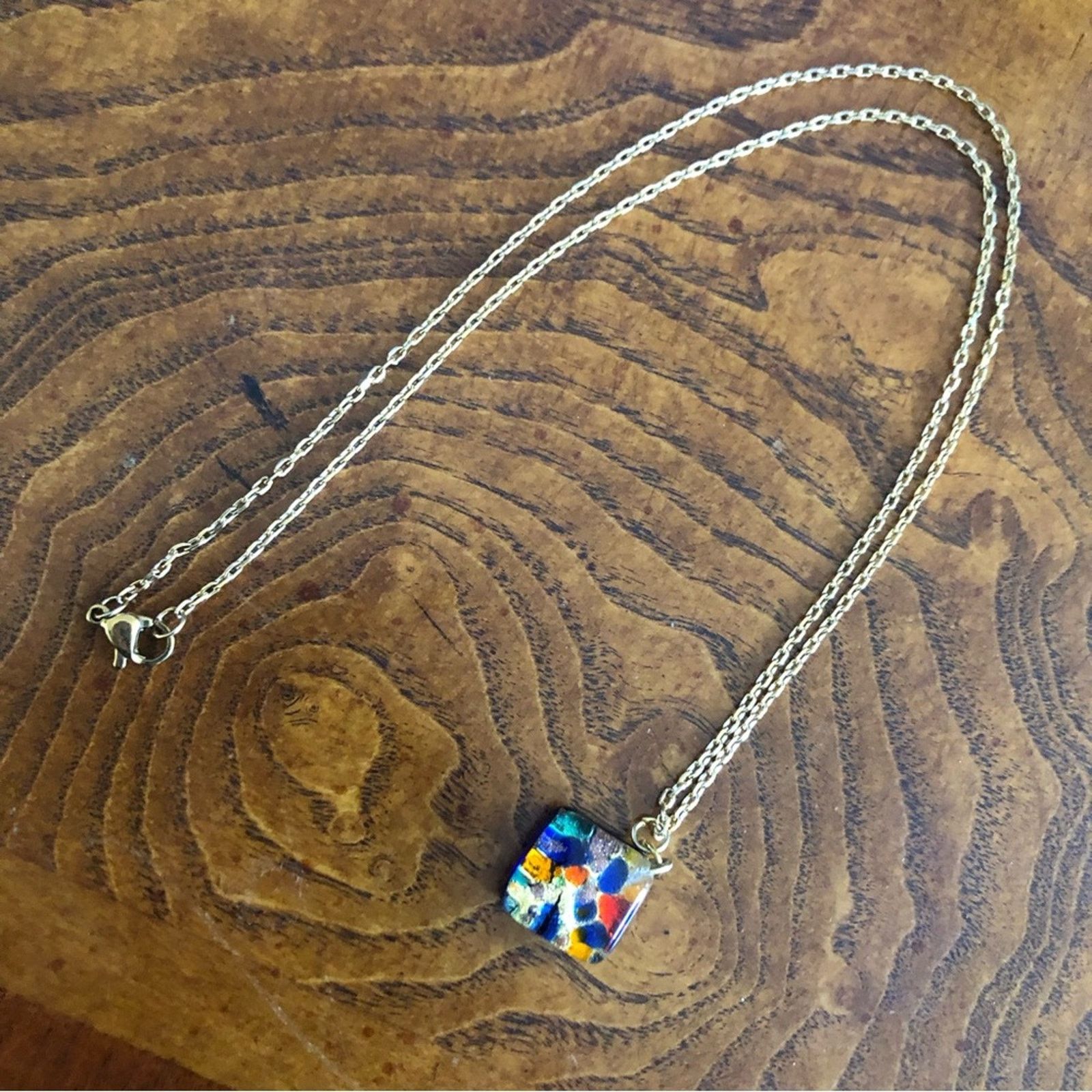 Handmade Hand crafted stained glass art pendant on chain necklace Size ONE SIZE - 11 Thumbnail