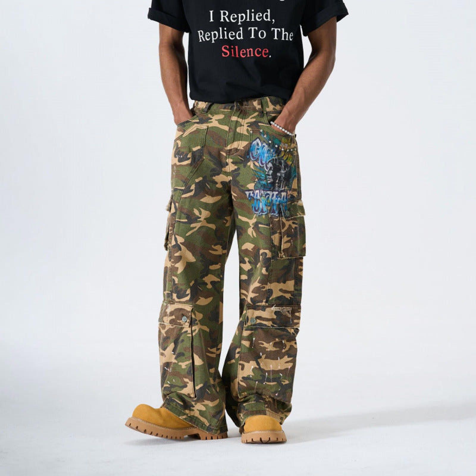 Other Green Military Camo Multi-Pocket Wide-Leg Trouser Size US 32 / EU 48 - 1 Thumbnail