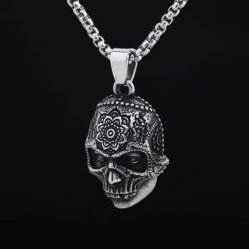 Other Gothic Pattern Skull Head Pendant Chain Necklace Size ONE SIZE - 3 Thumbnail
