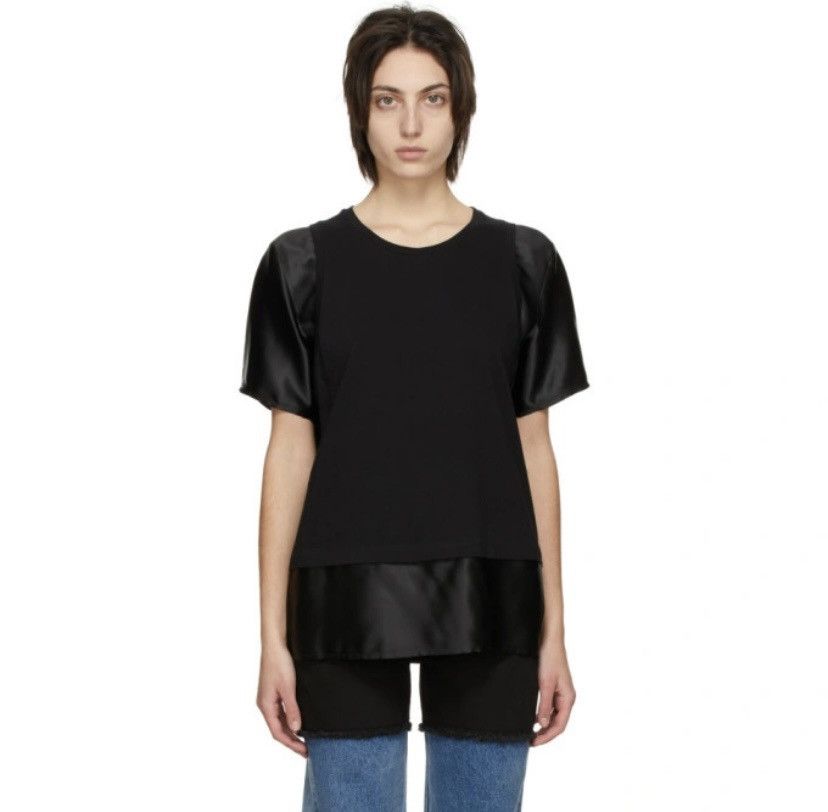 Maison Margiela MAISON MARGIELA BLACK SATIN SPLICED SHIRT Size S / US 4 / IT 40 - 1 Thumbnail
