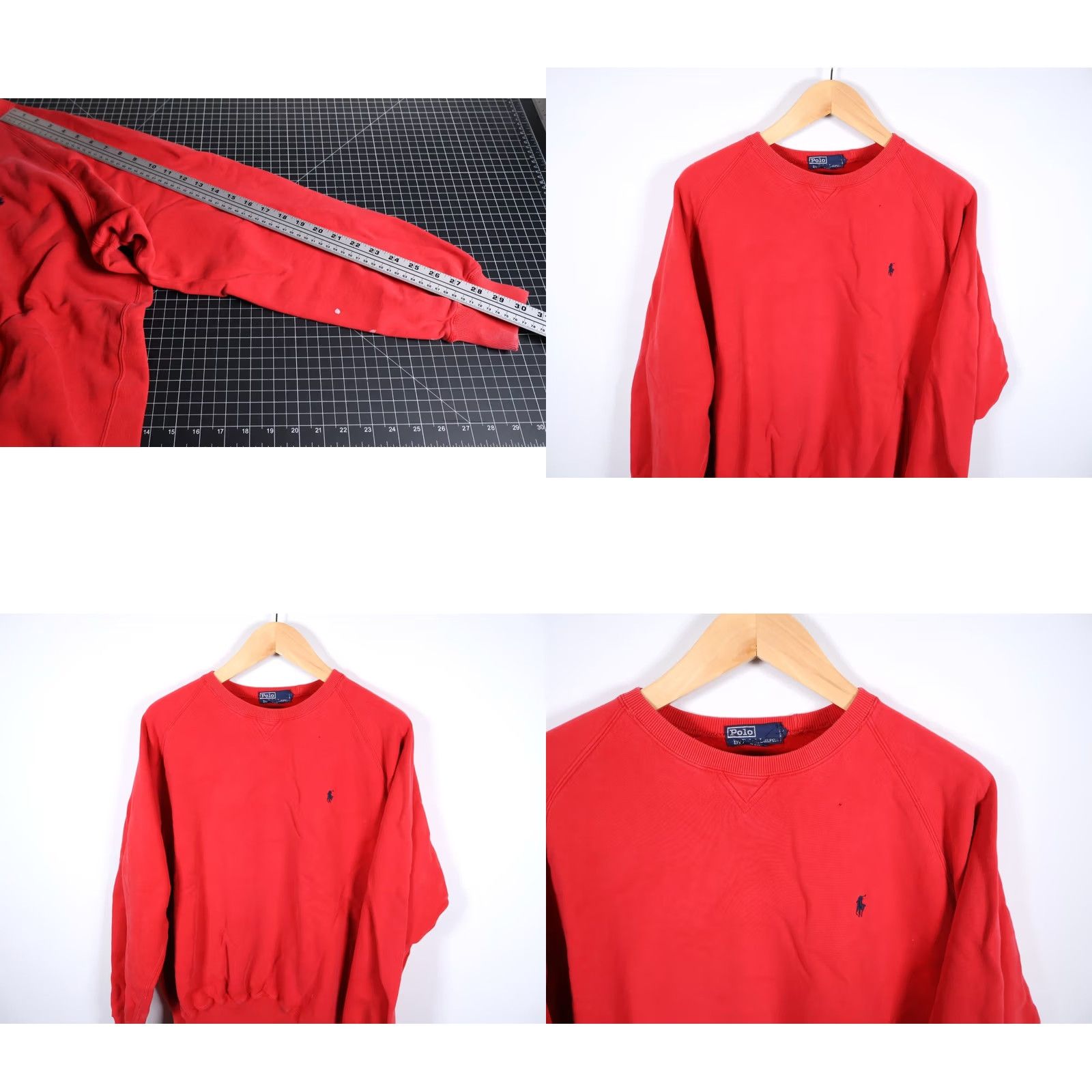 Polo Ralph Lauren VINTAGE Polo Ralph Lauren Sweatshirt Men's Large Red Crewneck Distressed Paint Splatter Embroidered Pony Hem Raglan Oversized 90s Retro Hipster Preppy Size US L / EU 52-54 / 3 - 9 Thumbnail