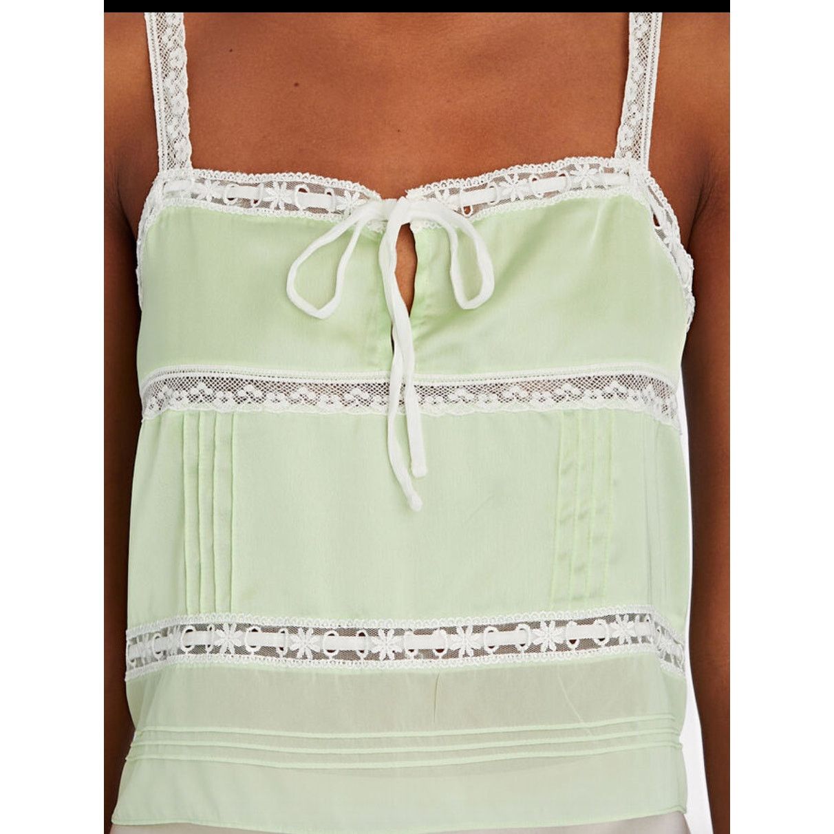 LoveShackFancy Sunny Lace Trimmed Pintucked Camisole light green XL Size L / US 10 / IT 46 - 5 Thumbnail
