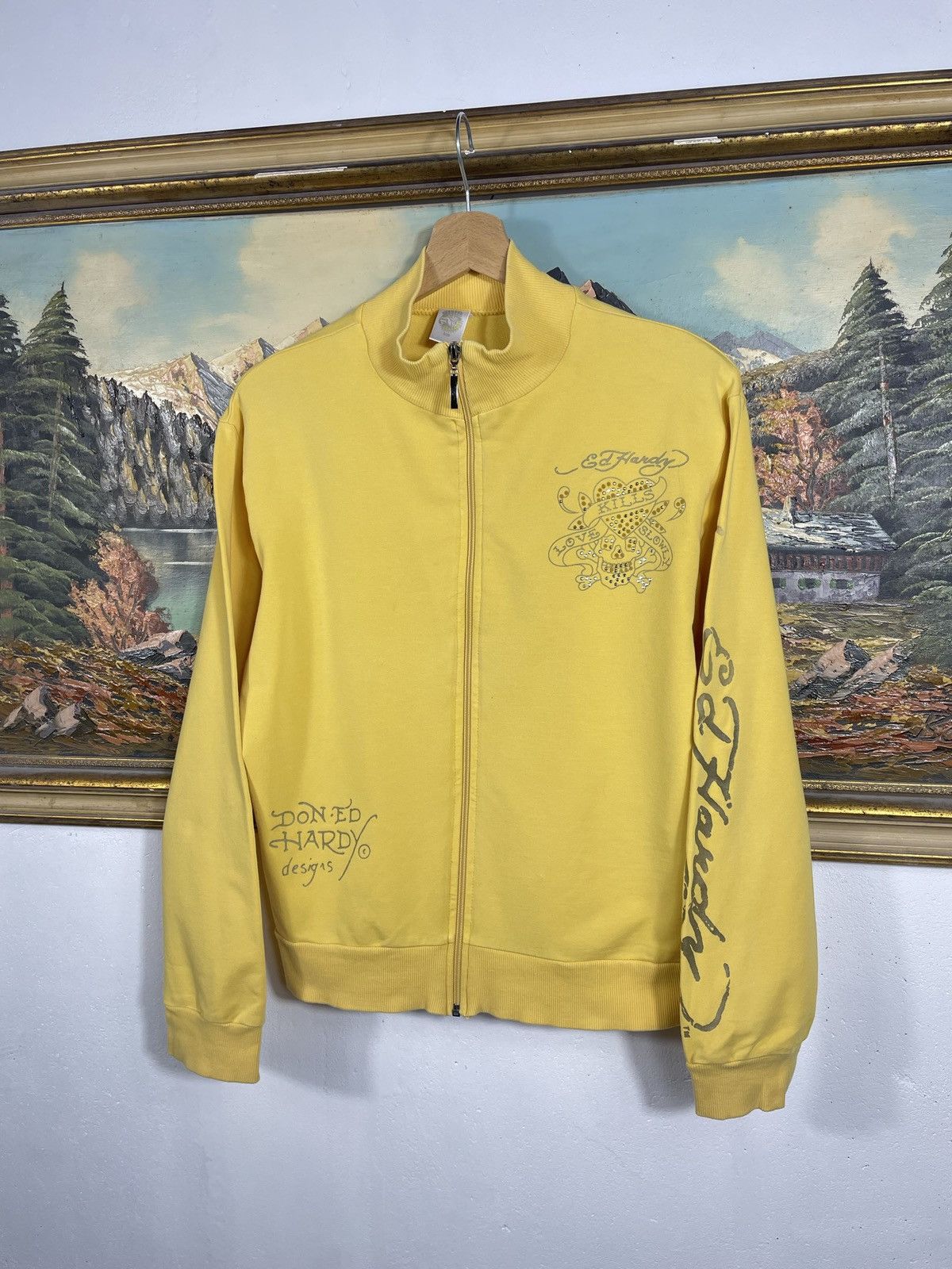Christian Audigier × Ed Hardy × Vintage Ed Hardy Retro 00s Hoodie With Crystals Affliction Grunge Size US M / EU 48-50 / 2 - 3 Thumbnail