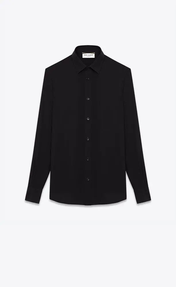 Saint Laurent Paris oc11z0126 395733 Shirt in Silk Crêpe in Black Size L / US 10 / IT 46 - 1 Thumbnail