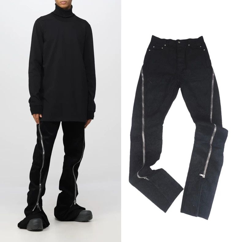 Rick Owens Rick Owens 22FW Black Corduroy Zip Pants Size US 29 - 1 Thumbnail