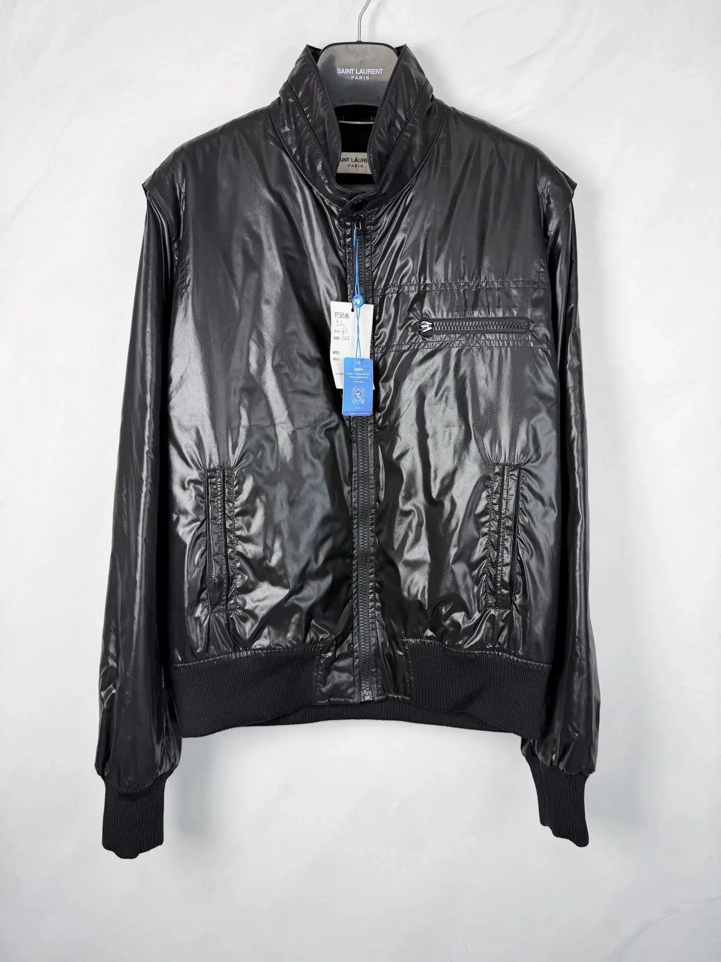 Hedi Slimane × Saint Laurent Paris 15FW Black Nylon MA-1 Bomber
