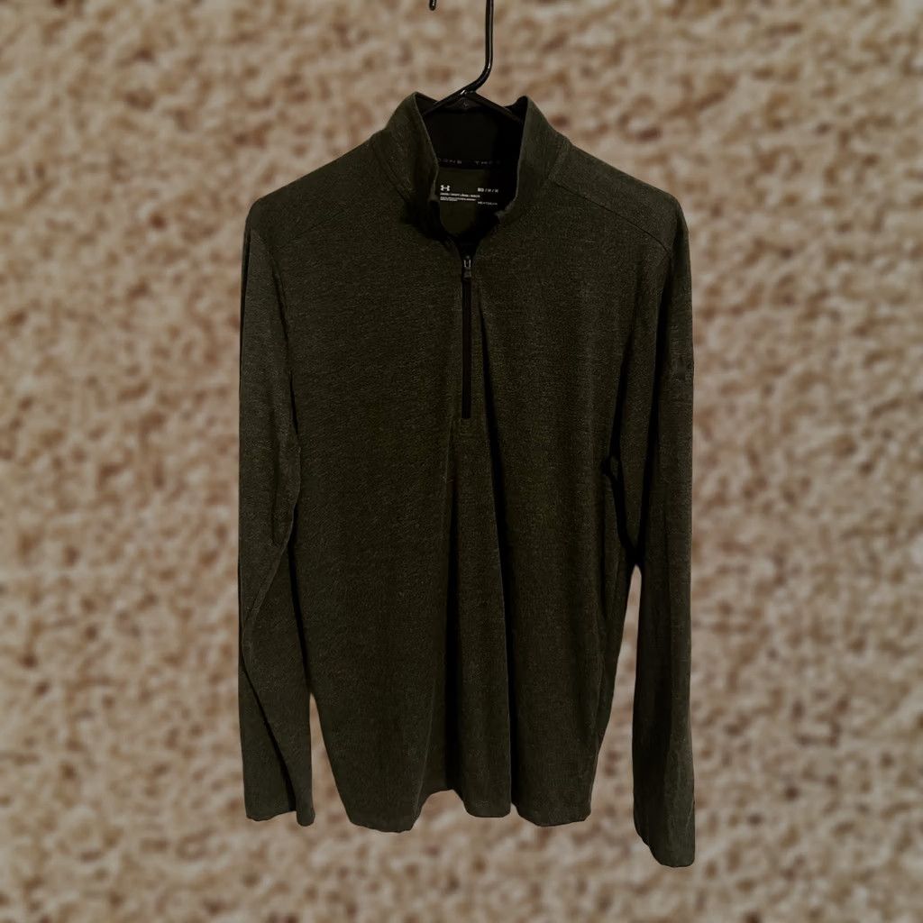 Under Armour Under Armour Threadborne Olive Green 1/4 Zip Pullover Golf Shirt Men's Medium Size US M / EU 48-50 / 2 - 1 Thumbnail