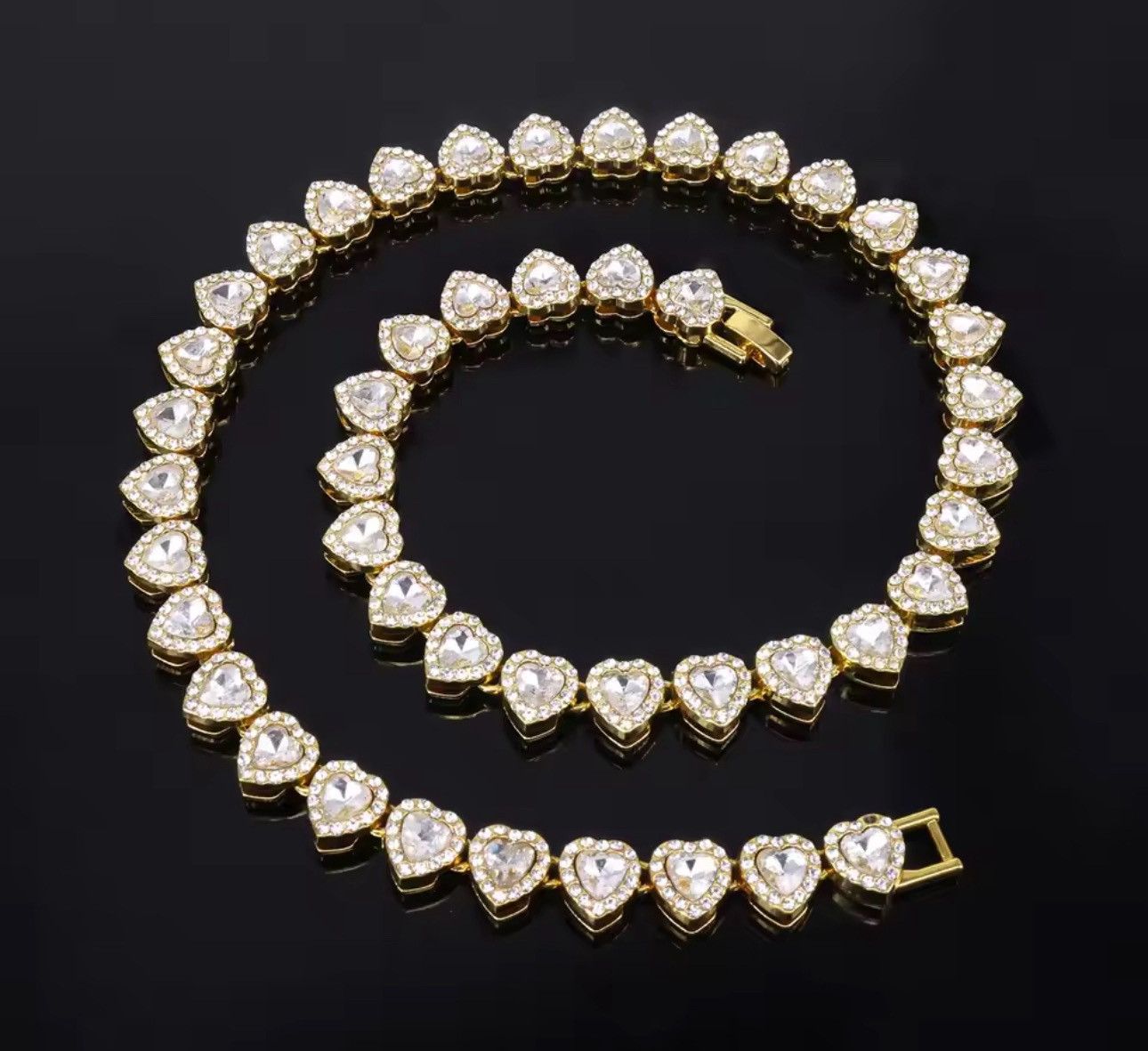 Jewelry Retro Style Punk Rhinestone Necklace Chain Heart Size ONE SIZE - 8 Thumbnail