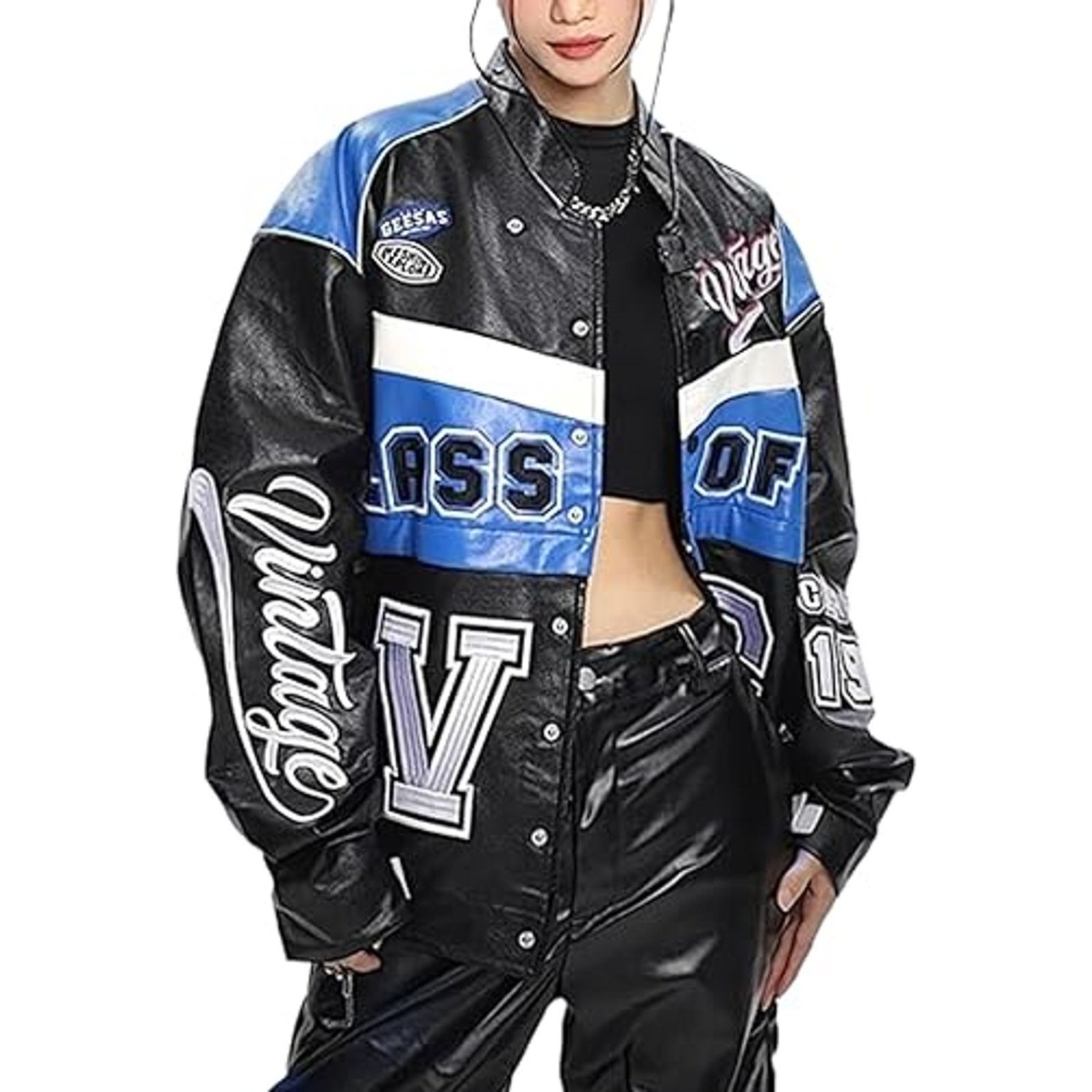 Leather Racing Varsity Jackets Oversized Vintage Letterman