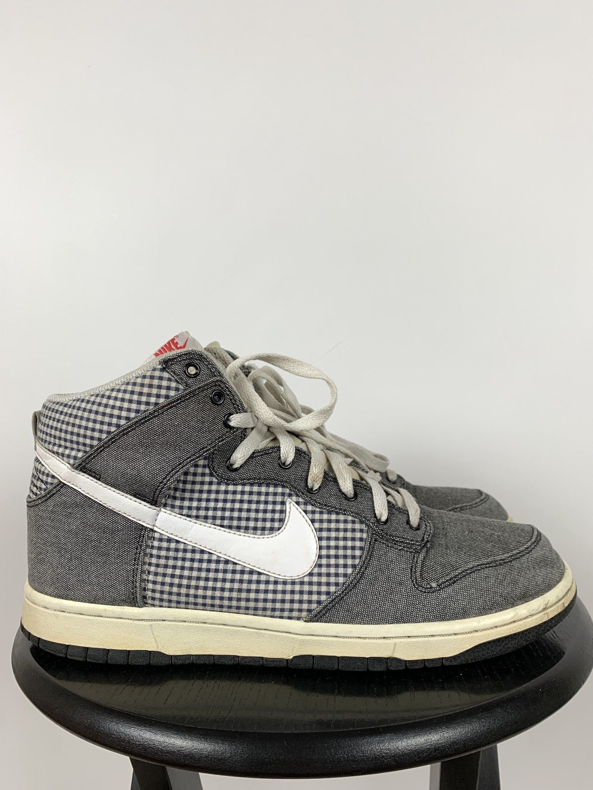 Nike Rare Nike High Dunk Checkered Denim Sneakers Size US 11 / EU 44 - 2 Thumbnail