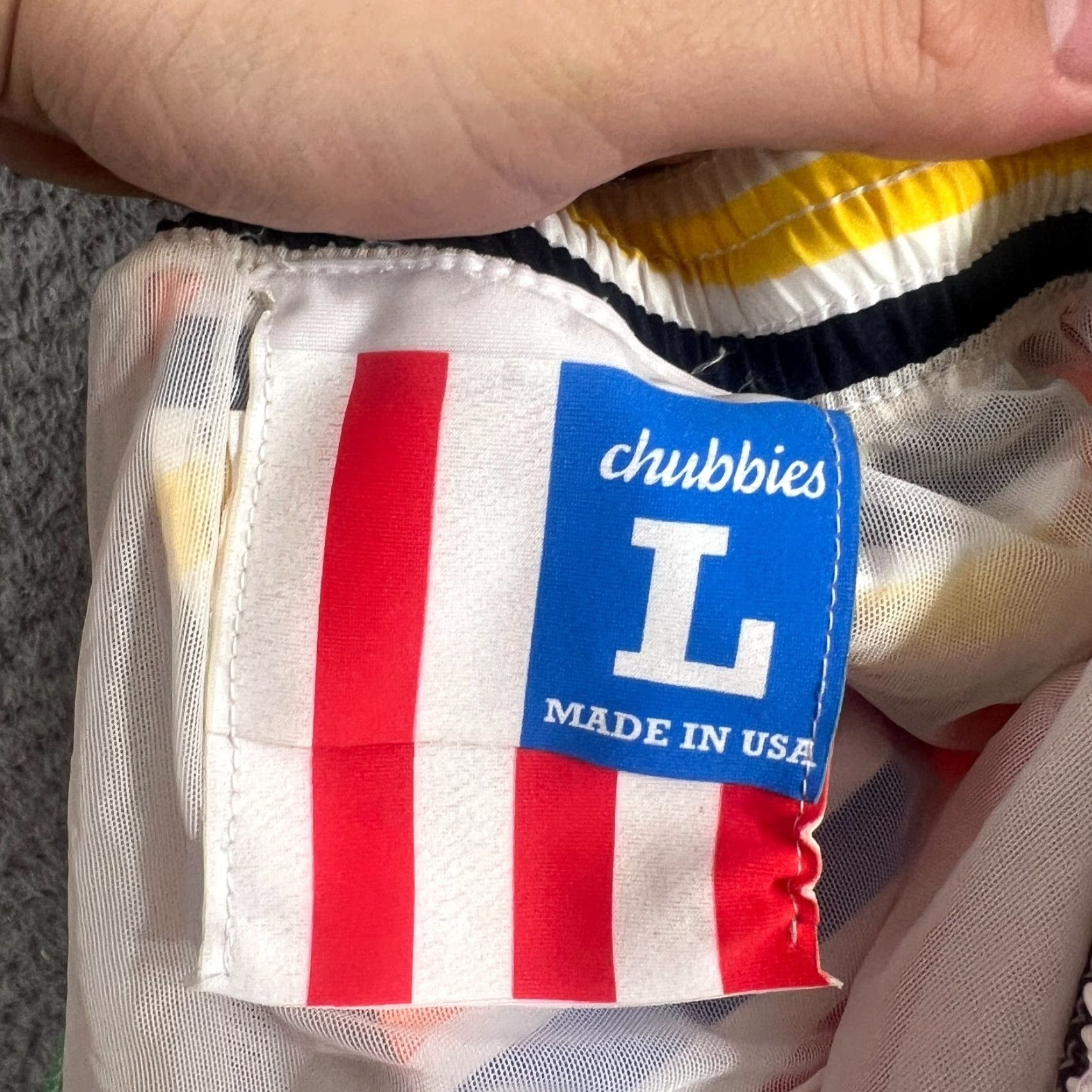Chubbies Chubbies Brand Men Bottom Swim Trunks Lined Striped Blue White Red Yellow Colorful Pattern Size L Size US 33 - 7 Thumbnail