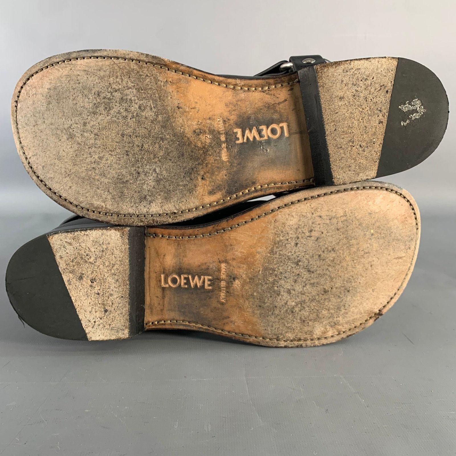 Loewe Size 9 Black Leather Pull On Round Toe Harness Biker Boots Size US 9 / EU 42 - 6 Thumbnail