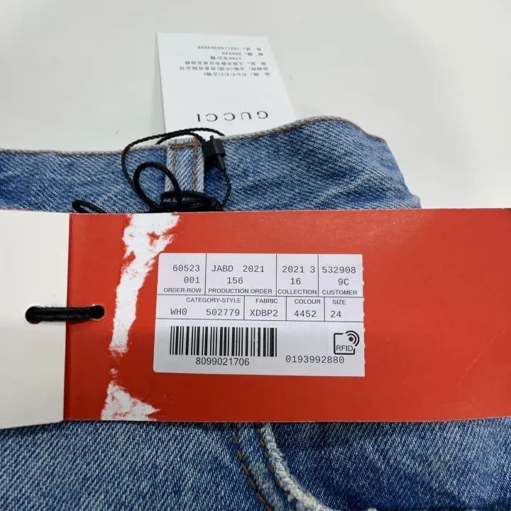 Gucci Blue Apple Pattern Denim Shorts-2507