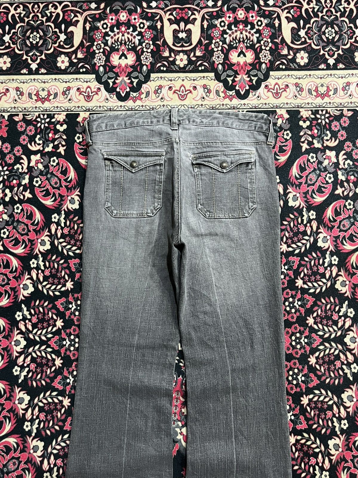 If Six Was Nine Japanese Brand Grey Washed Fatigue Style Flare Jeans Size US 30 / EU 46 - 5 Thumbnail