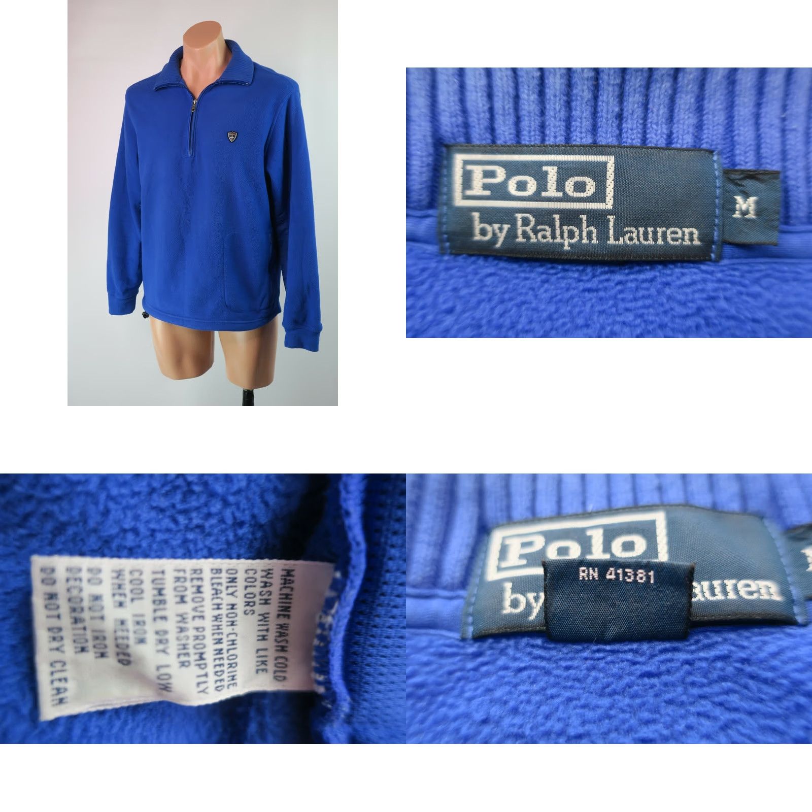 Polo Ralph Lauren VINTAGE Polo Ralph Lauren Sport Jacket Men M Blue 1/4 Zip Polartec Fleece 90s Polo Ralph Lauren Sport 90s Mens Jacket Size US M / EU 48-50 / 2 - 8 Thumbnail