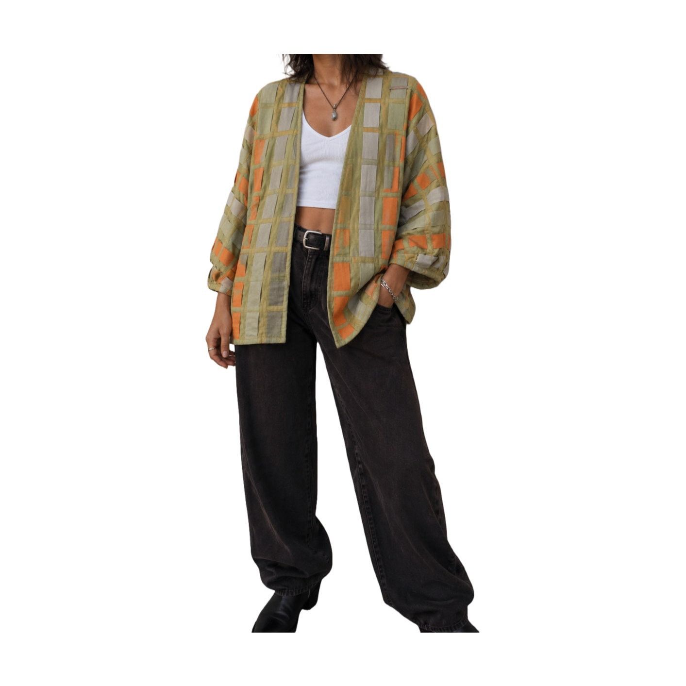 Vintage Vintage Frivole Nicole Roberts Patchwork Open Front Jacket Size ONE SIZE - 11 Thumbnail