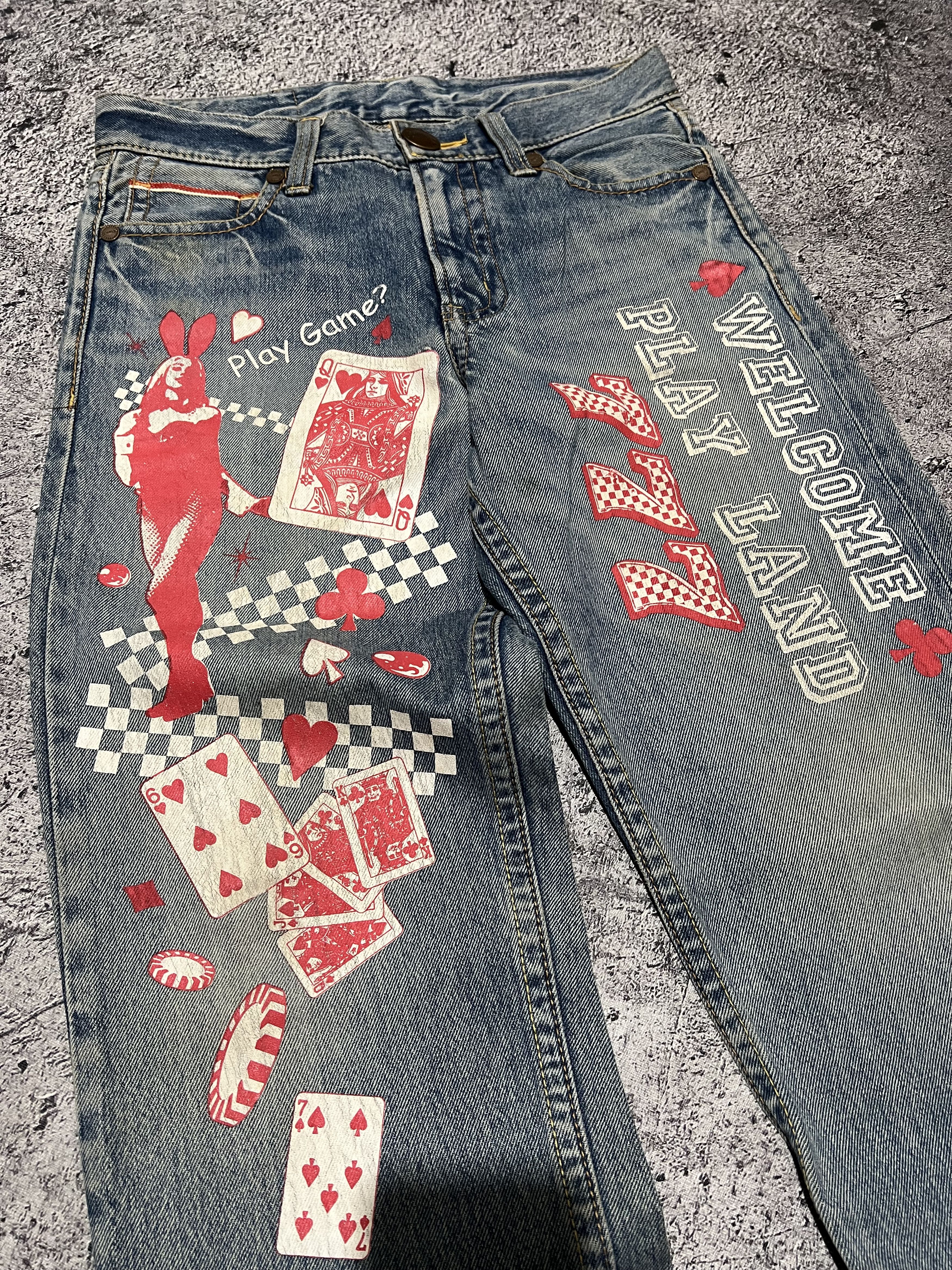 Japanese Brand 2000s Archival Hysteric Cdg Print Paint Raw Wash Jeans y2k Size US 30 / EU 46 - 3 Thumbnail