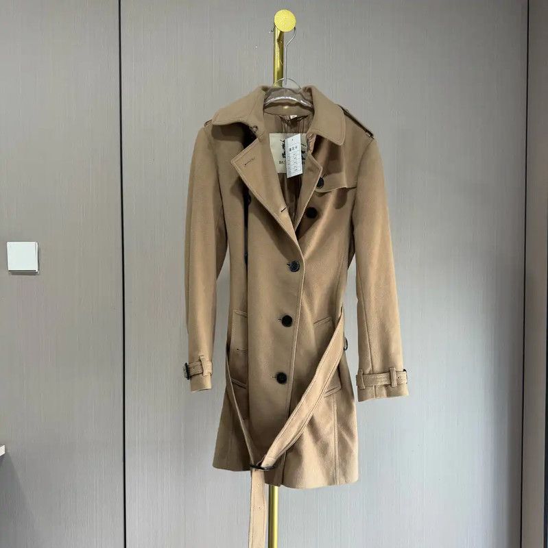 Burberry Burberry Khaki Wool Women's Trench Coat Size ONE SIZE - 1 Thumbnail