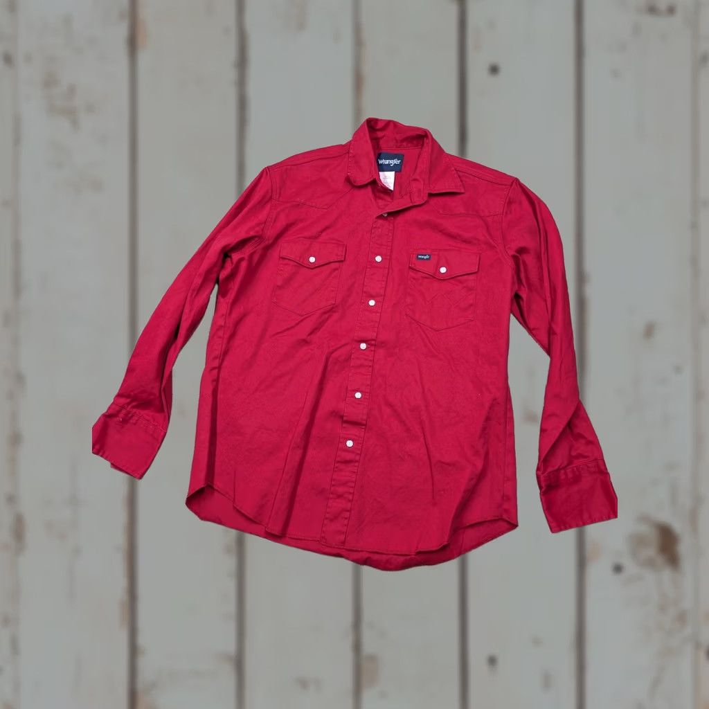 Wrangler Wrangler Shirt Mens Large Red Solid Western Pearl Snap Button Brush Popper Thick Size US L / EU 52-54 / 3 - 1 Thumbnail