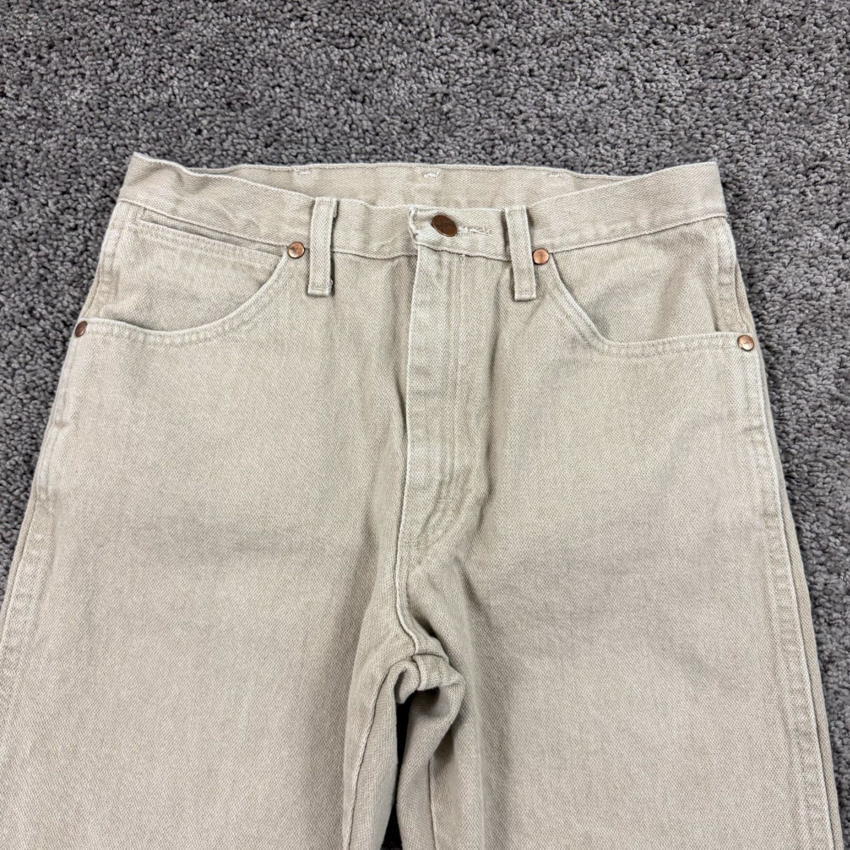 Wrangler VINTAGE Wrangler Jeans Mens 30 Beige Cowboy Cut Light Wash Denim Cotton 1013MWZ Wrangler Cowboy Cut Jeans Mens 30x34 28x33 Beige Cowboy Theme Mens Size US 30 / EU 46 - 2 Thumbnail