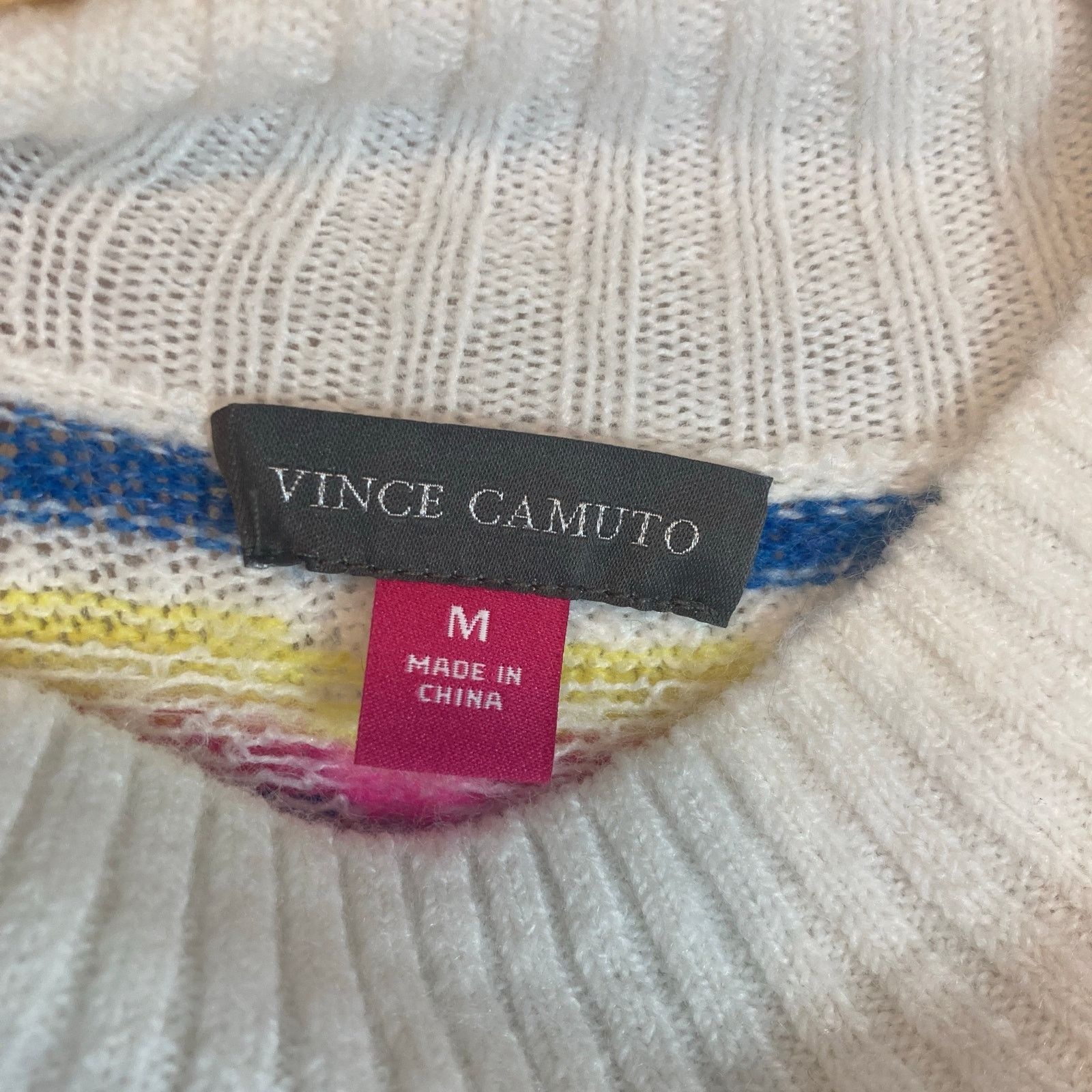 Vince Camuto Vince Camuto Ivory Fair Isle Cozy Winter Knit Sweater Size M / US 6-8 / IT 42-44 - 8 Thumbnail