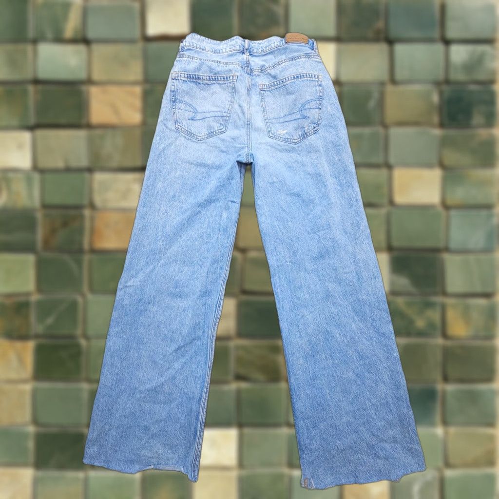 American Eagle Outfitters VINTAGE American Eagle Outfitters Jeans Wide-Leg 00 Womens Boho Denim Baggy High Rise 5-Pocket Blue Size 24" / US 00 / IT 34 - 1 Thumbnail