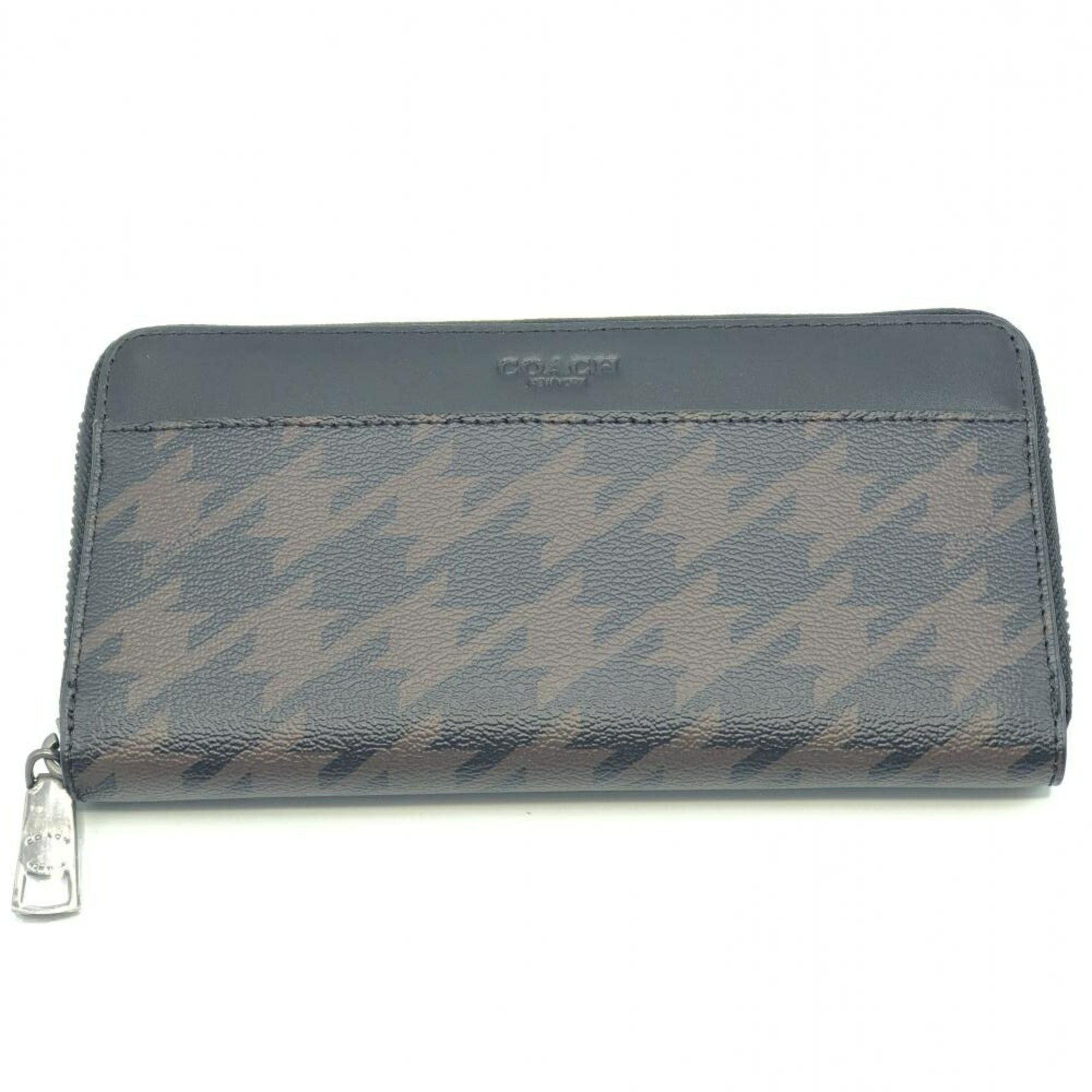 image of Coach Houndstooth Accordion Round Zip Wallet F37886 in Blue, Women's