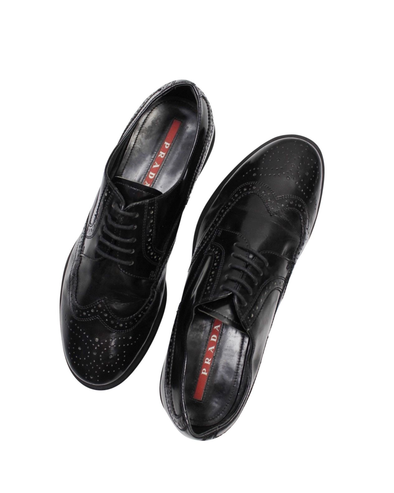 Prada 2010S PRADA MILANO BLACK WINGTIP BROGUE SHOES Size US 7 / EU 40 - 3 Thumbnail