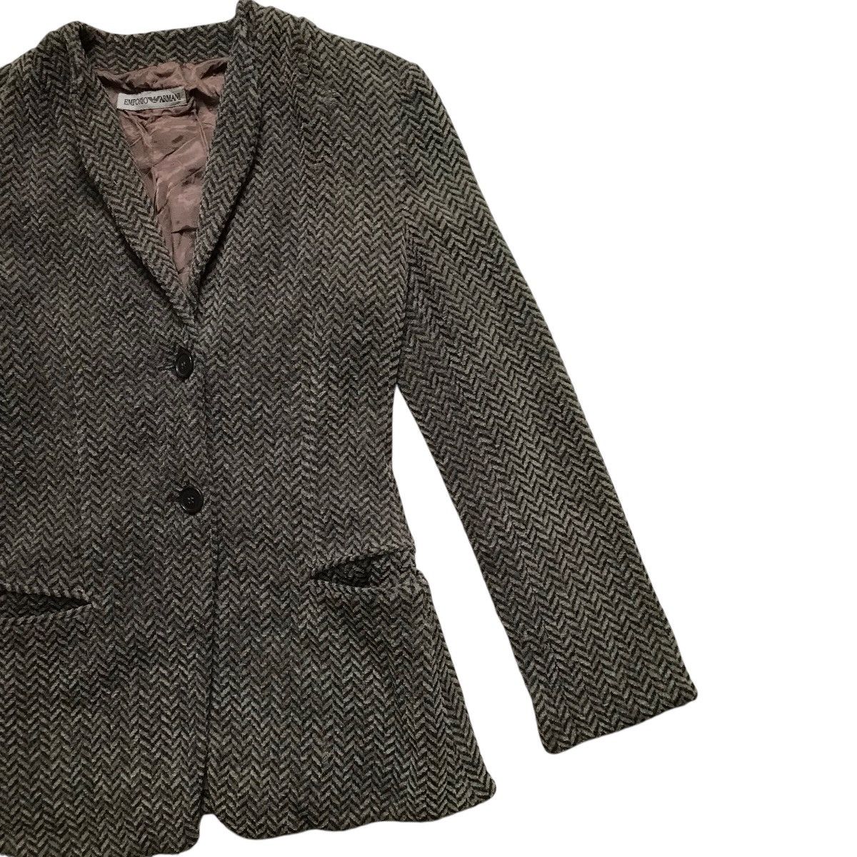 Emporio Armani Vintage Emporio Armani Wool Collarless Jacket Size S / US 4 / IT 40 - 2 Thumbnail