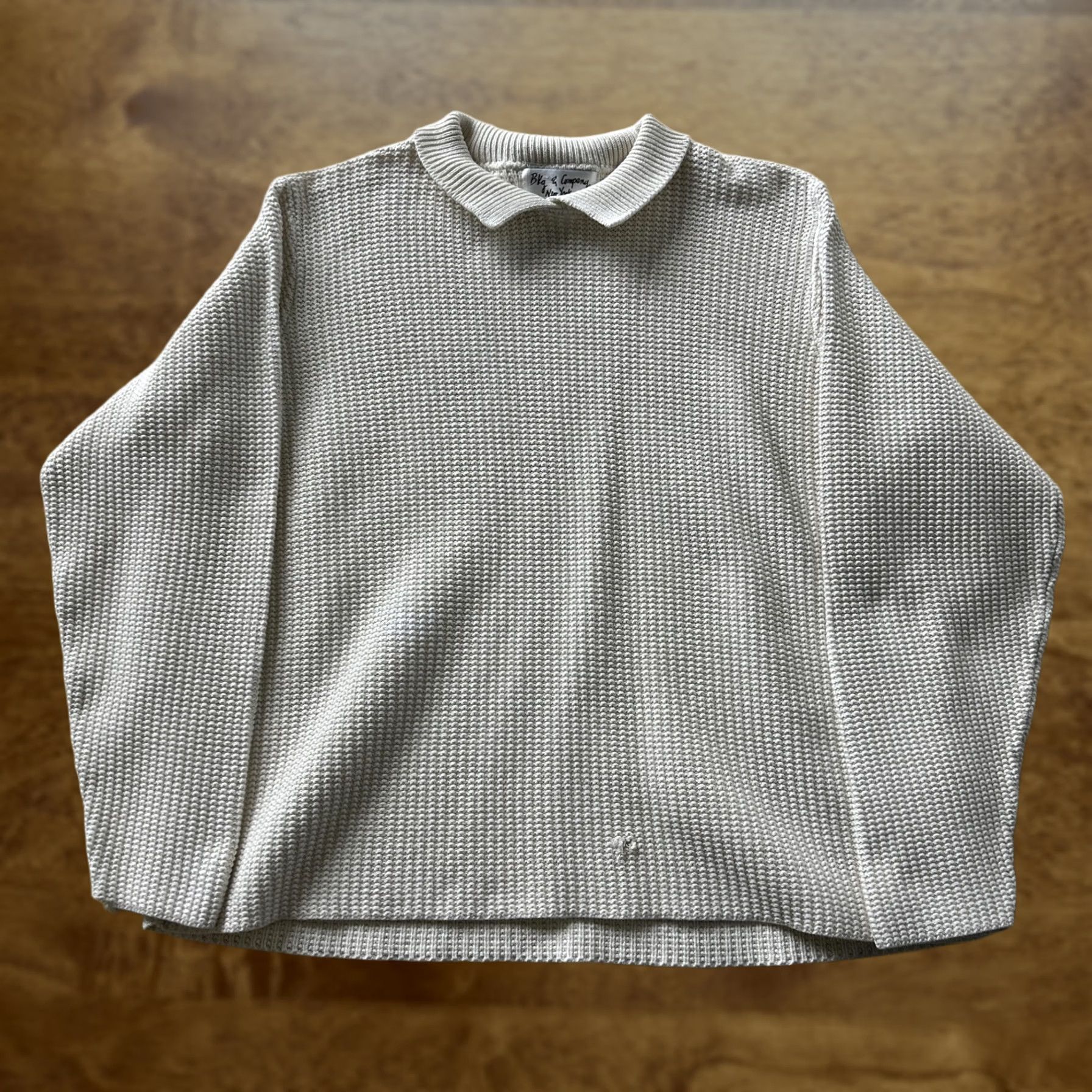 Vintage VINTAGE Blq & Company Sweater Womens One Size White Women Collared Waffle Knit Pullover Size ONE SIZE - 1 Thumbnail