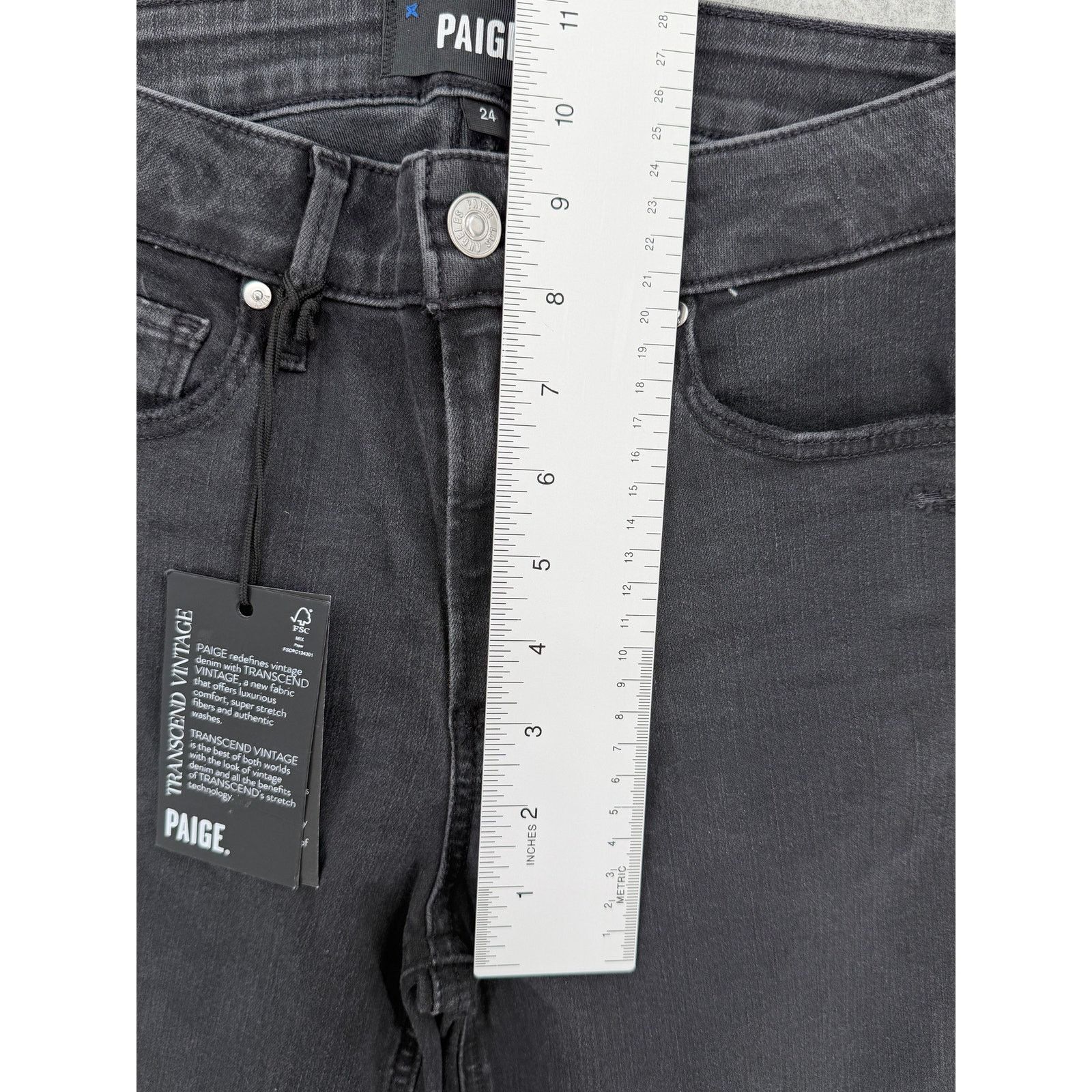 Paige NWT Paige Cindy Transcend Destructed High Rise Straight Jean Size 24" / US 00 / IT 34 - 10 Thumbnail