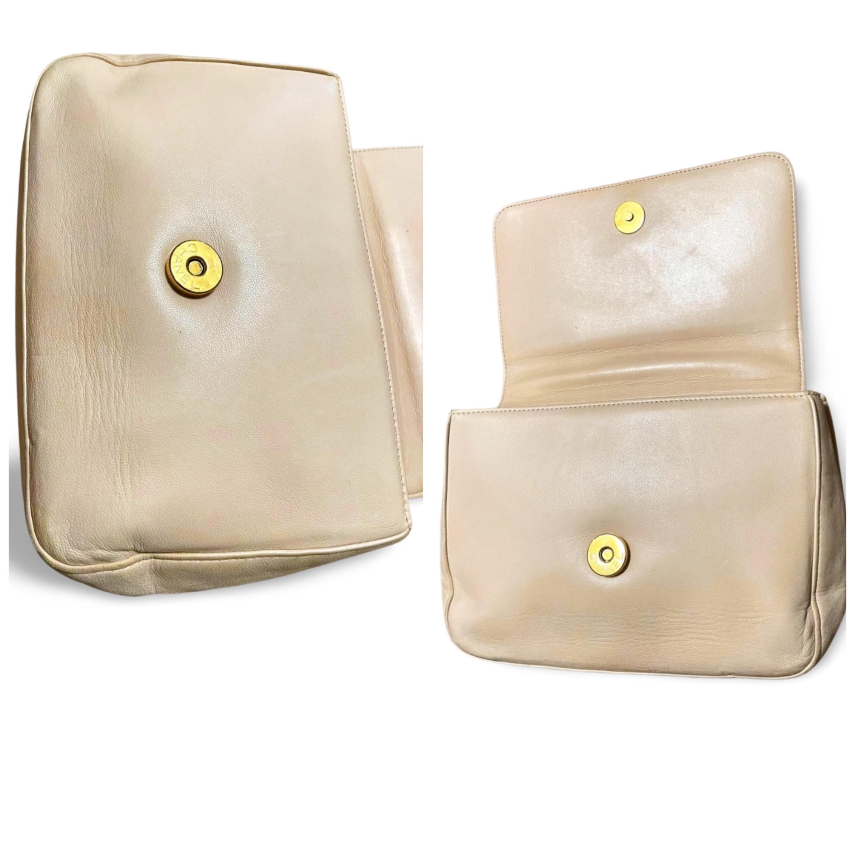 Chanel Vintage CHANEL pale pink beige lambskin chain shoulder bag Size ONE SIZE - 8 Thumbnail