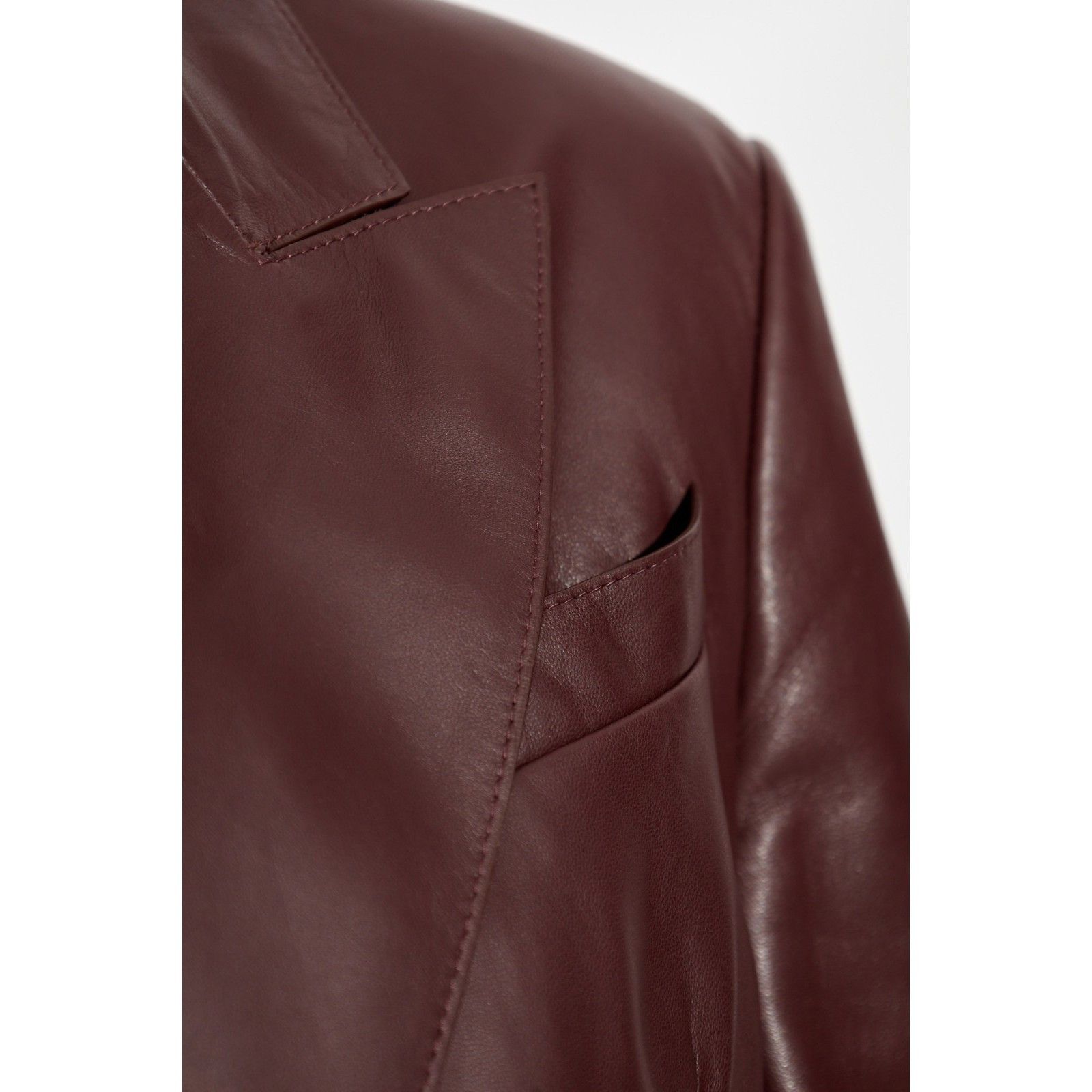 Max Mara MAX MARA Duse Olimpia Cherry Nappa Leather Blazer Jacket New Size XS / US 0-2 / IT 36-38 - 2 Thumbnail
