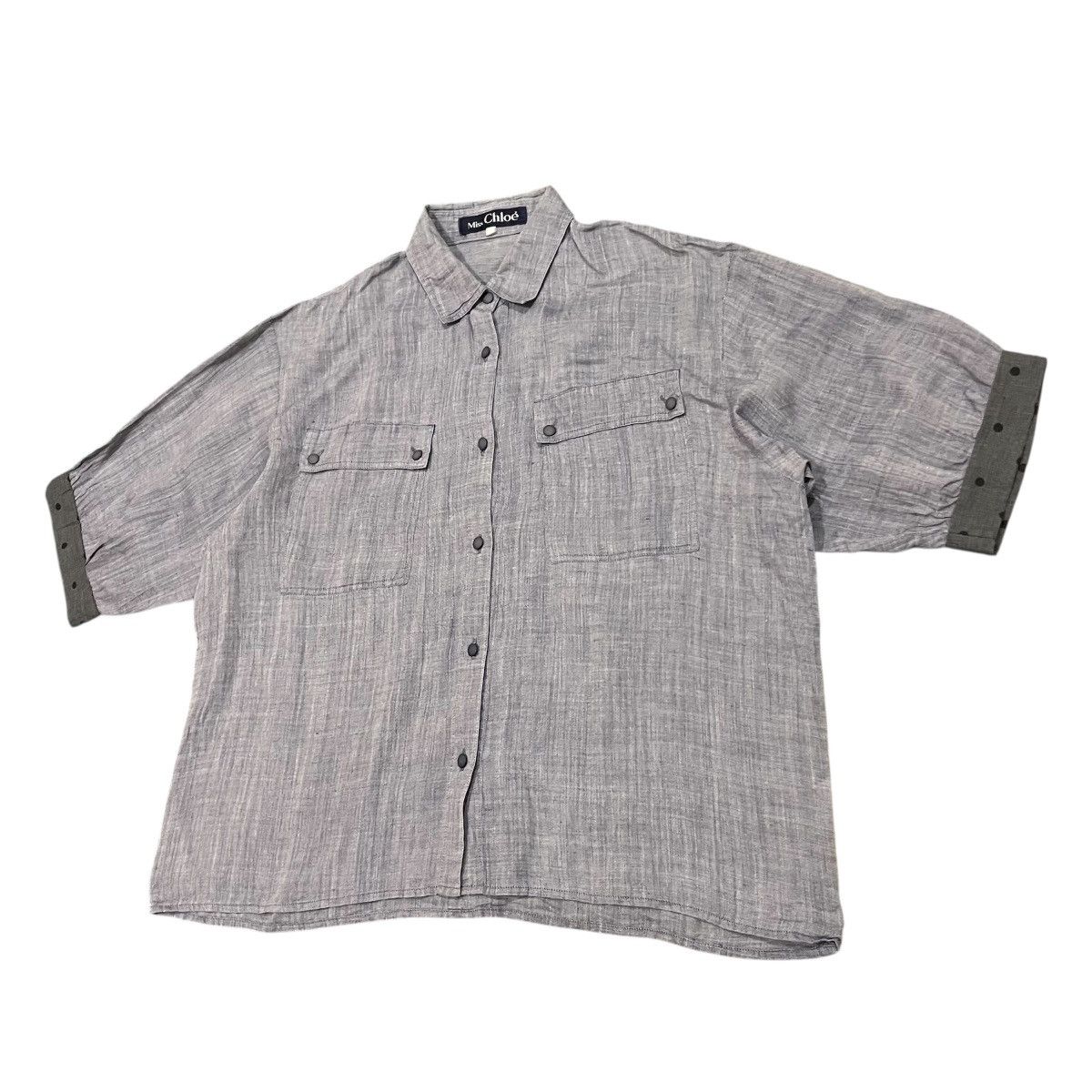 Chloe Miss Chloé Gray Chambray Linen Oversized Button Up Size L / US 10 / IT 46 - 2 Thumbnail