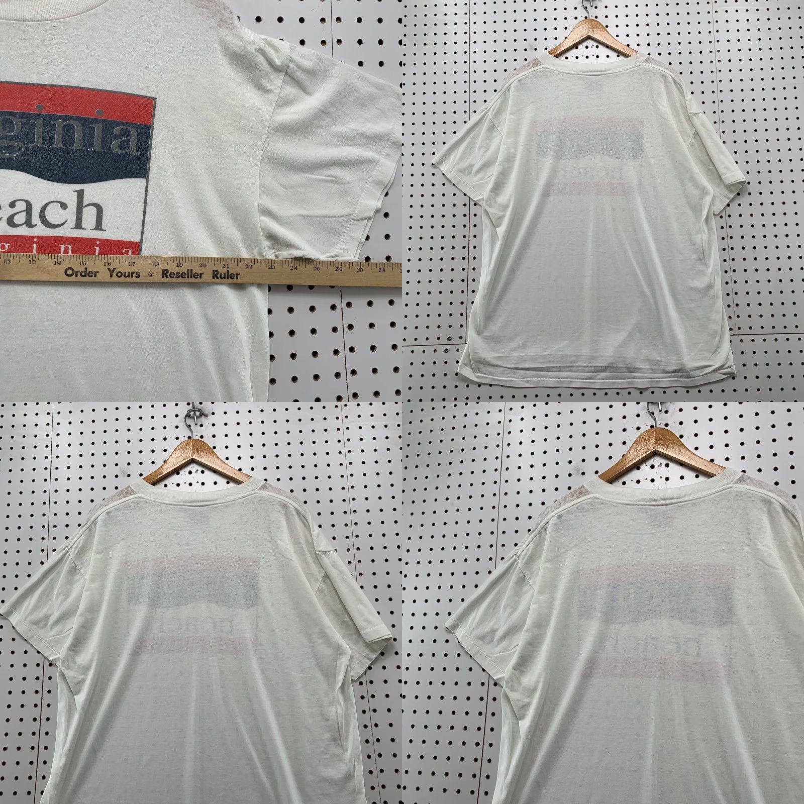 Vintage VINTAGE Oneita Shirt Mens Large White 90s Virginia Beach USA Single Stitch Size US L / EU 52-54 / 3 - 8 Thumbnail