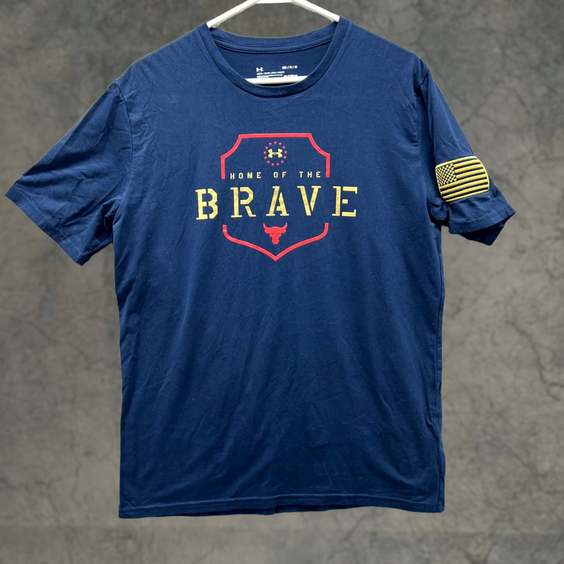 Under Armour Under Armour Shirt Mens Medium Blue Navy Heatgear Loose Brave Project Rock USA Shirt Size US M / EU 48-50 / 2 - 1 Thumbnail