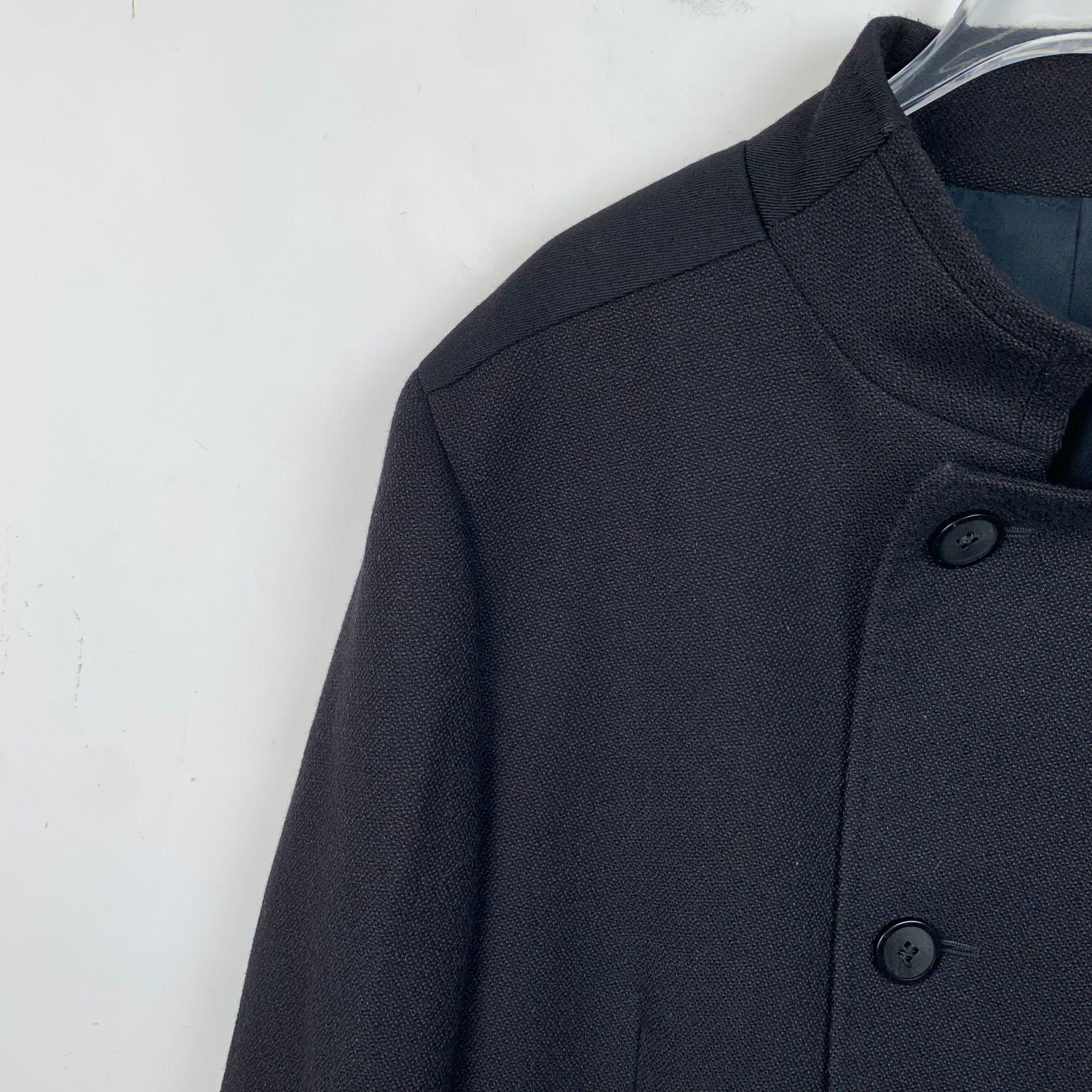 Givenchy Givenchy Black Stand Collar Wool Single-Breasted Coat (Size Size 46L - 6 Thumbnail