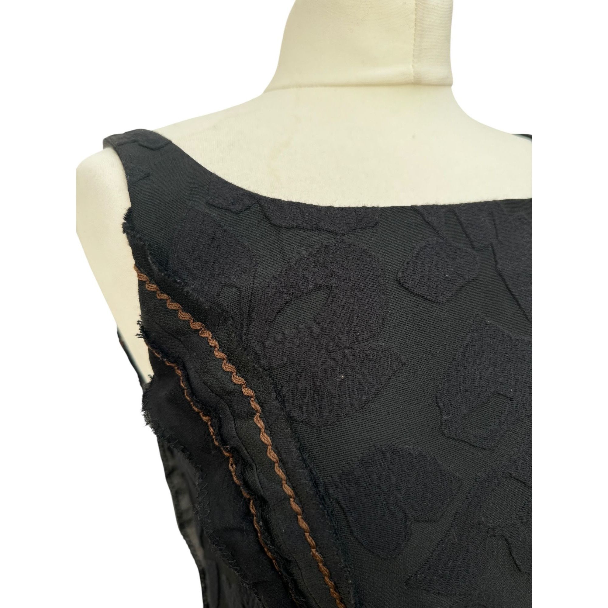 Prada Black Textured Cotton-Silk Blend Dress Size M / US 6-8 / IT 42-44 - 3 Thumbnail