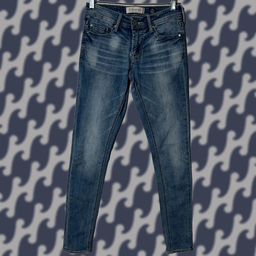 Vintage Departwest Trouper Skinny Jeans Mens 26R Blue Medium Wash Denim Jeans Slim Fit 5-Pocket Size US 26 / EU 42 - 1 Thumbnail