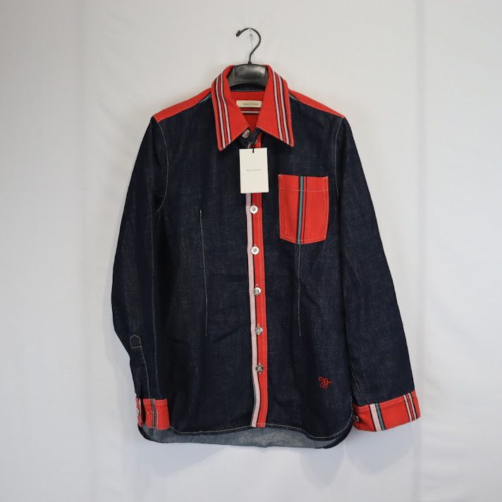 Wales Bonner o1rshd1 Cotonou Denim Shirt in Blue/Red Size US S / EU 44-46 / 1 - 1 Thumbnail