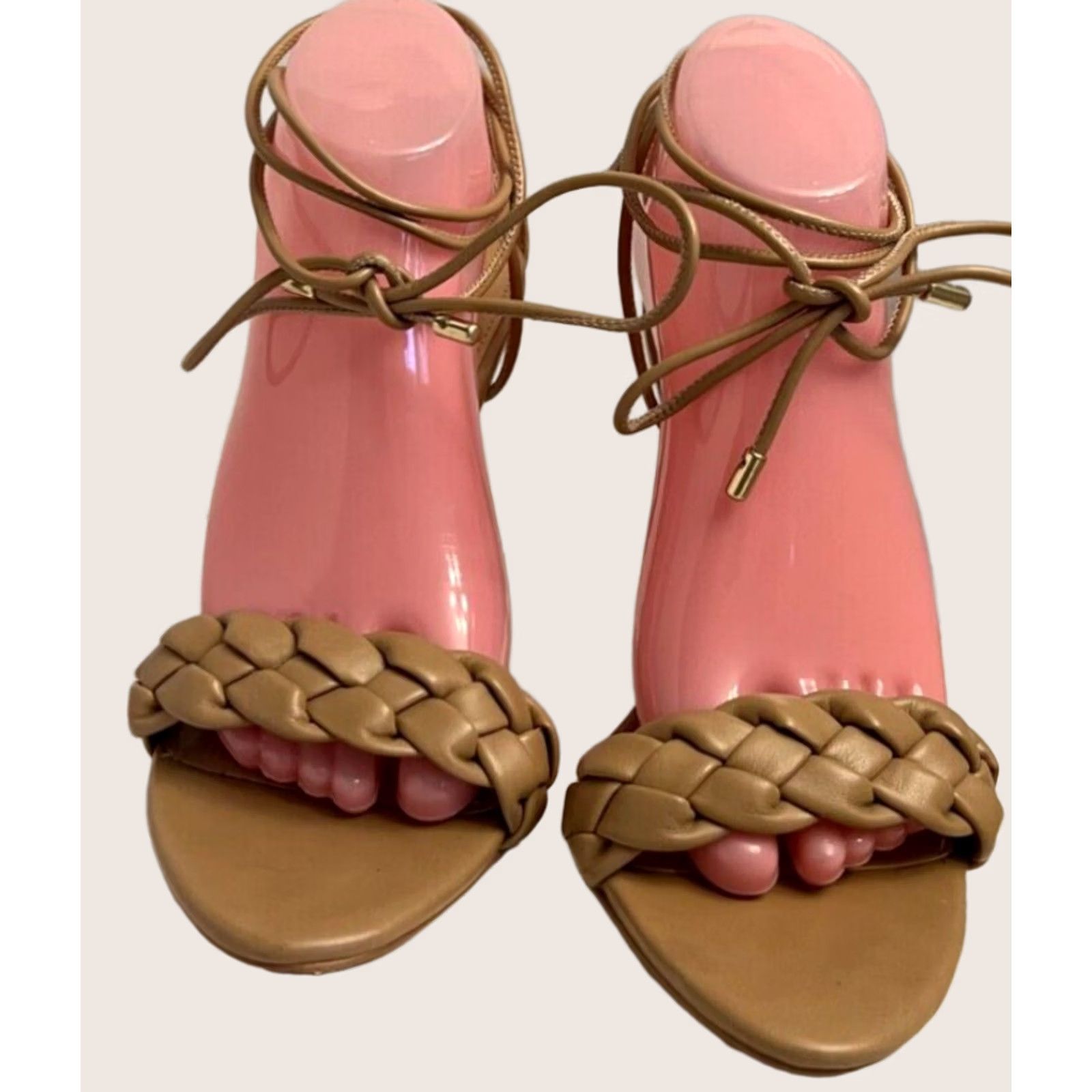 Express Express Strappy Womens Brown Women Slide Sandal Gladiator Tan High Stiletto Heel Braided Straps Size US 10 / IT 40 - 1 Thumbnail