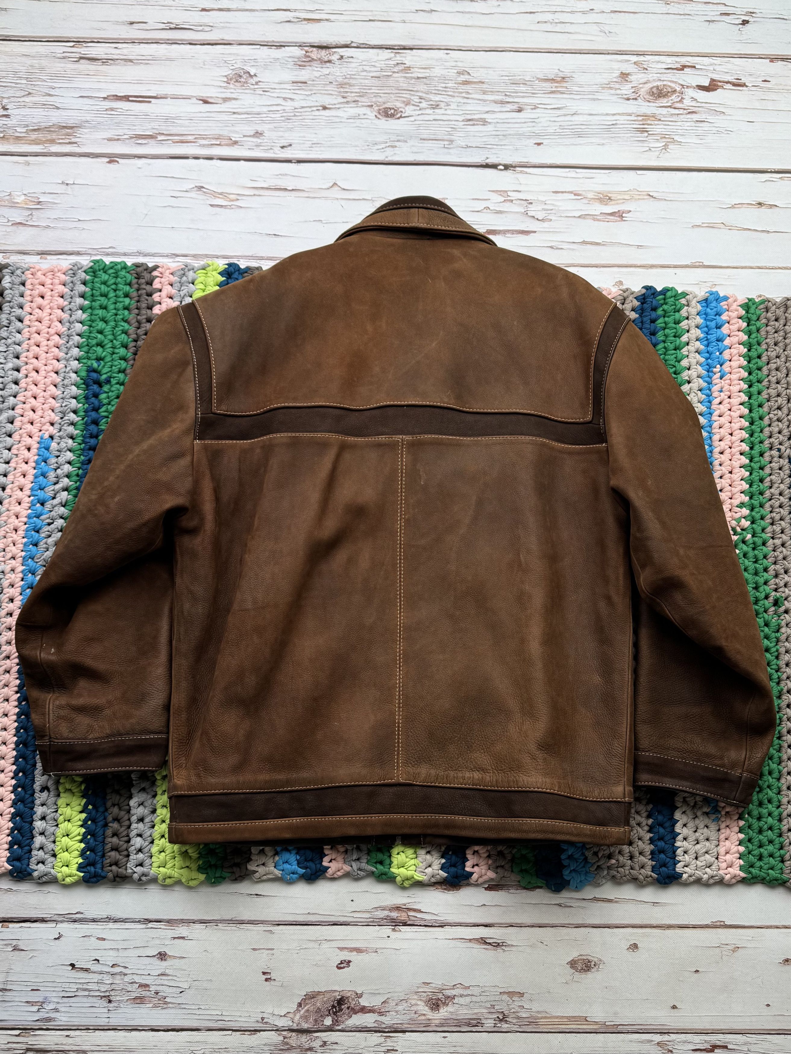 Japanese Brand Vintage Heavy Leather Bomber Jacket (ET1)(D15) Size US XL / EU 56 / 4 - 8 Thumbnail