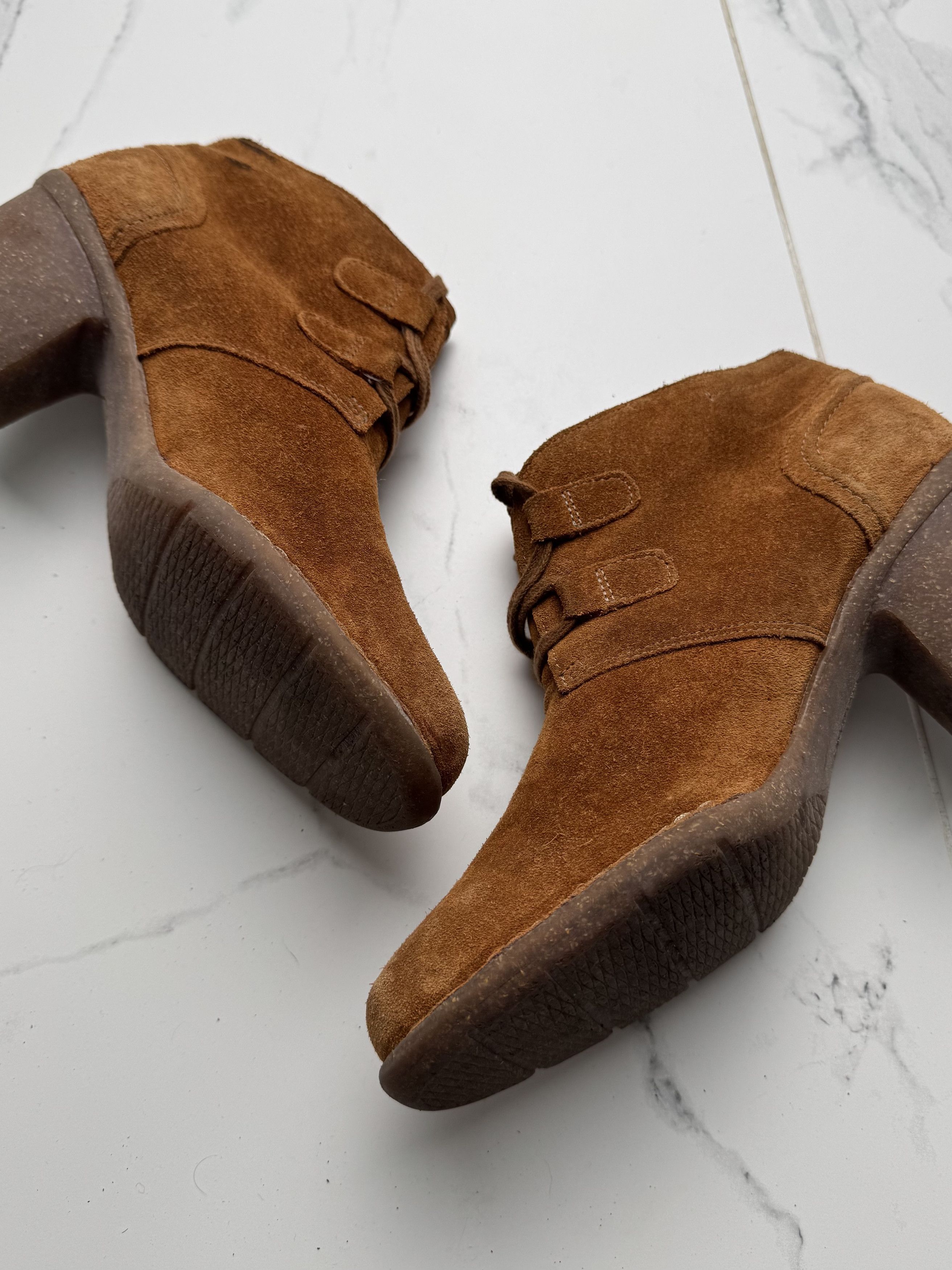 Vintage Vintage Suede Block Heel Ankle Boots Retro Lace Up Booties Size US 12 / IT 42 - 4 Thumbnail