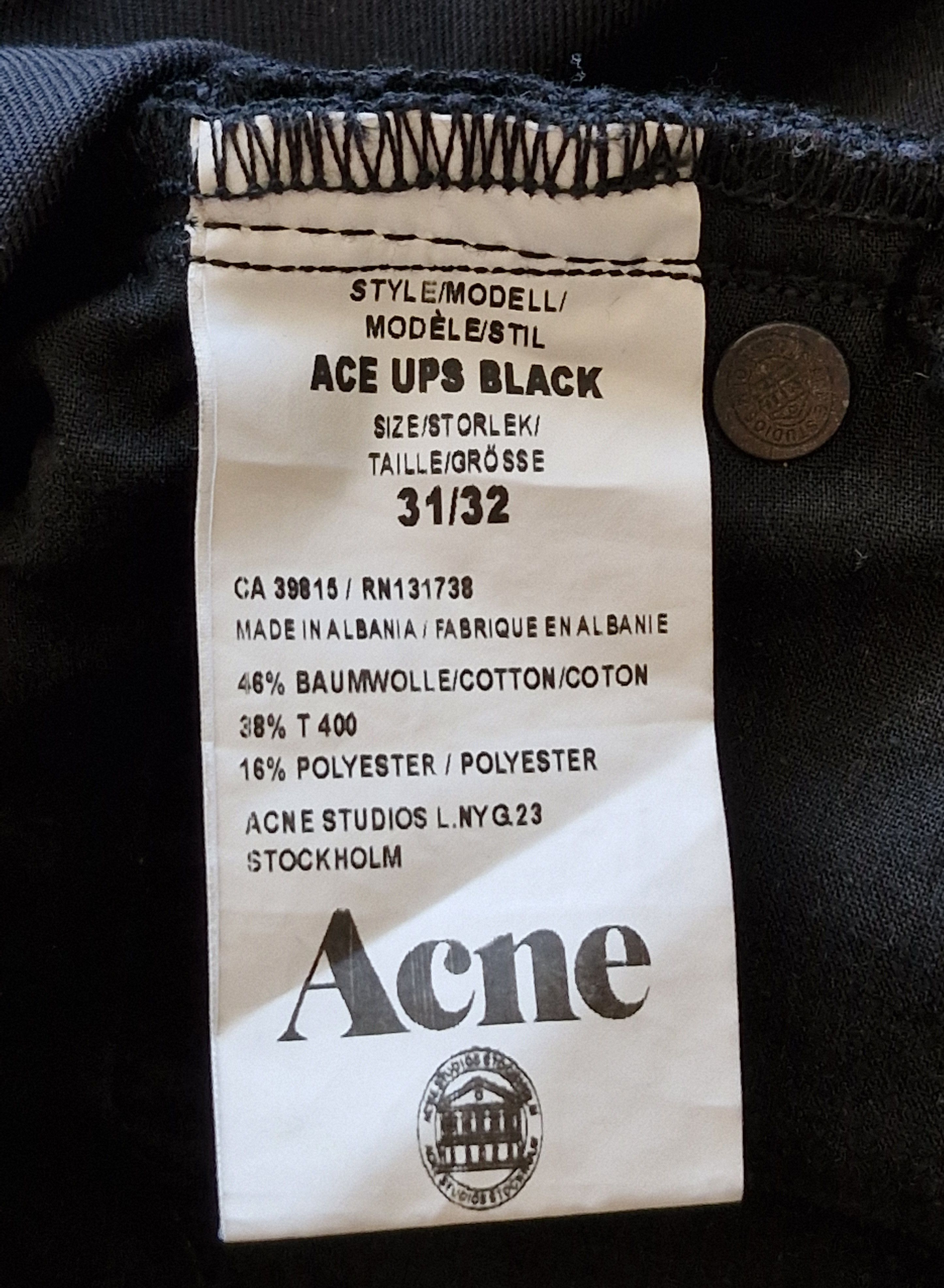 Acne Studios Acne Studios Ace Ups Black Jeans men's straight slim Size US 31 - 5 Thumbnail