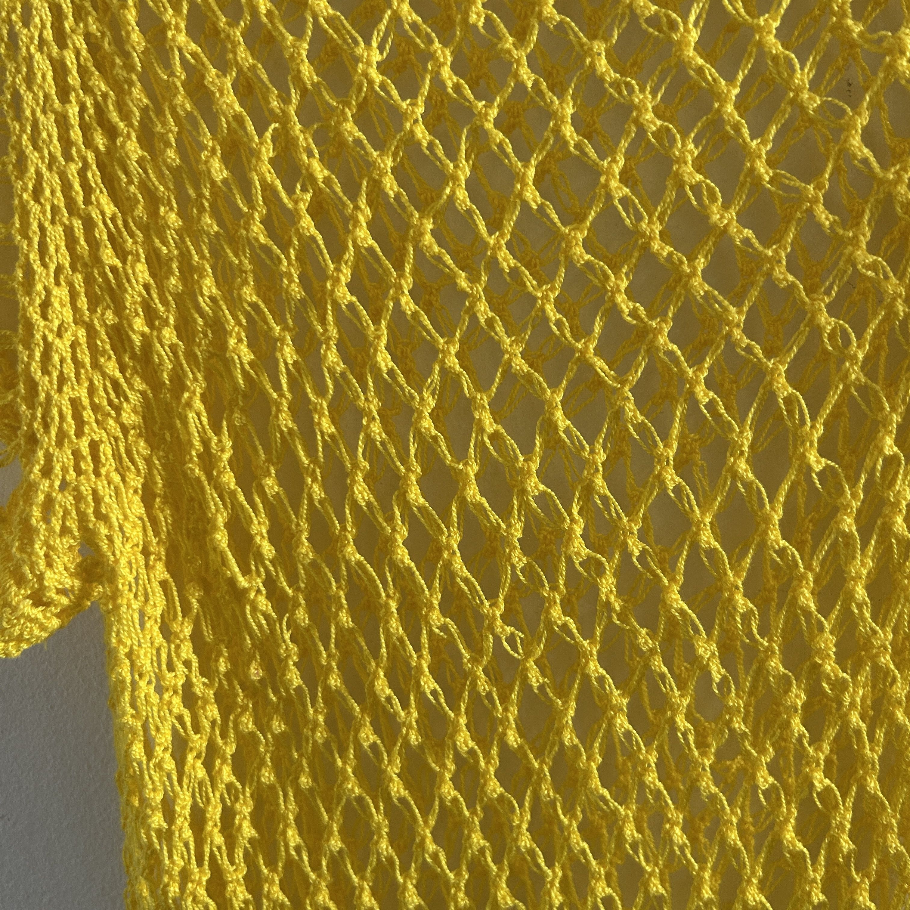 Vintage Vintage Y2K Does 70s Yellow Crochet Beach Cover Up Size S / US 4 / IT 40 - 12 Thumbnail