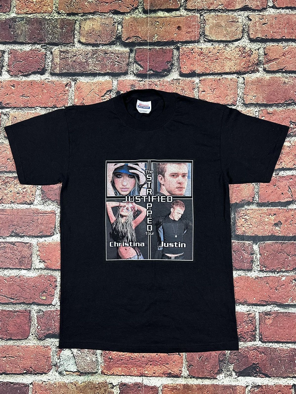 VTG Christina Aguilera Justin on sale Timberlake 2003 Tour Shirt Justified & Striped