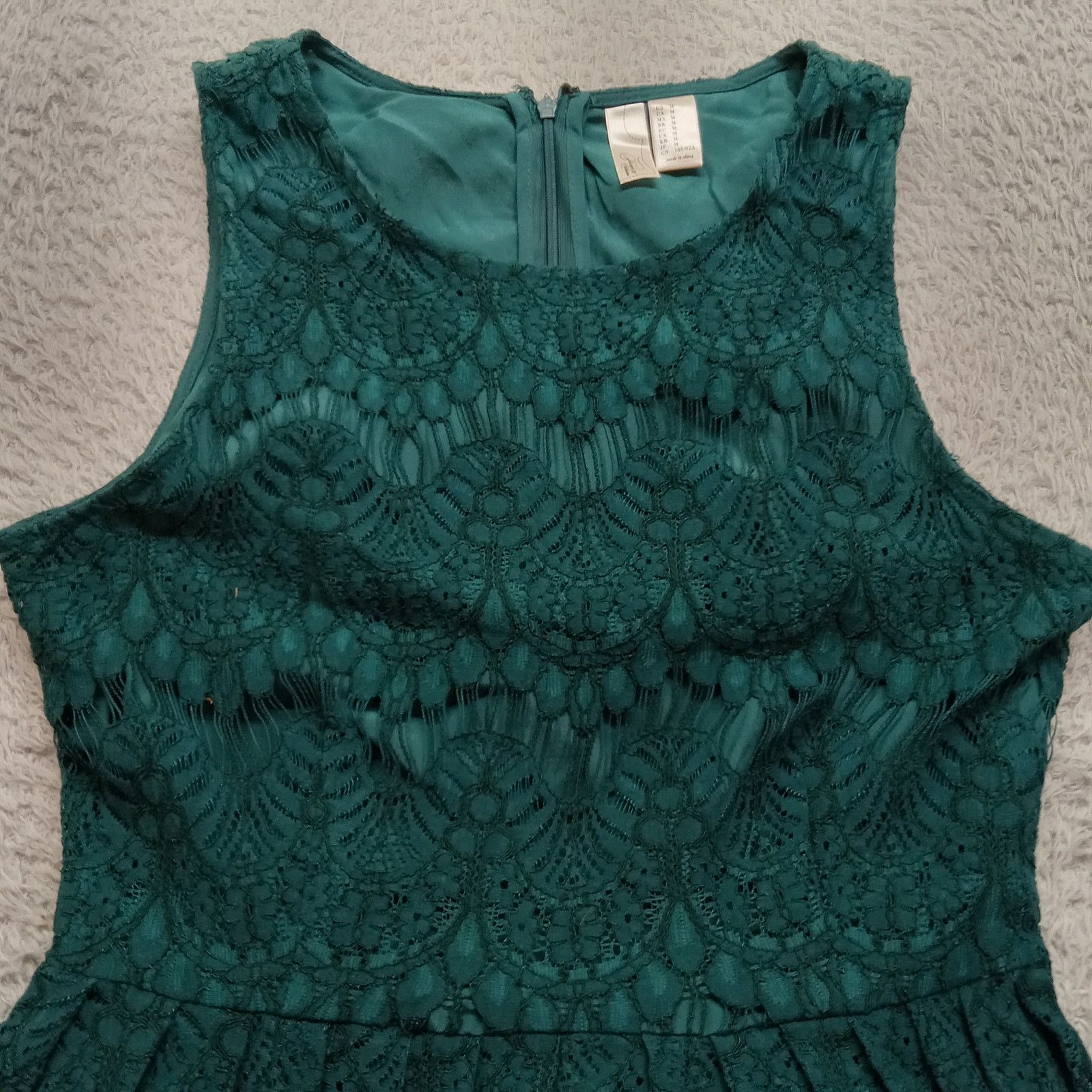 & Other Stories Forever 21 Exclusive Lace Dress M Emerald Green Lined Zip Size M / US 6-8 / IT 42-44 - 2 Thumbnail