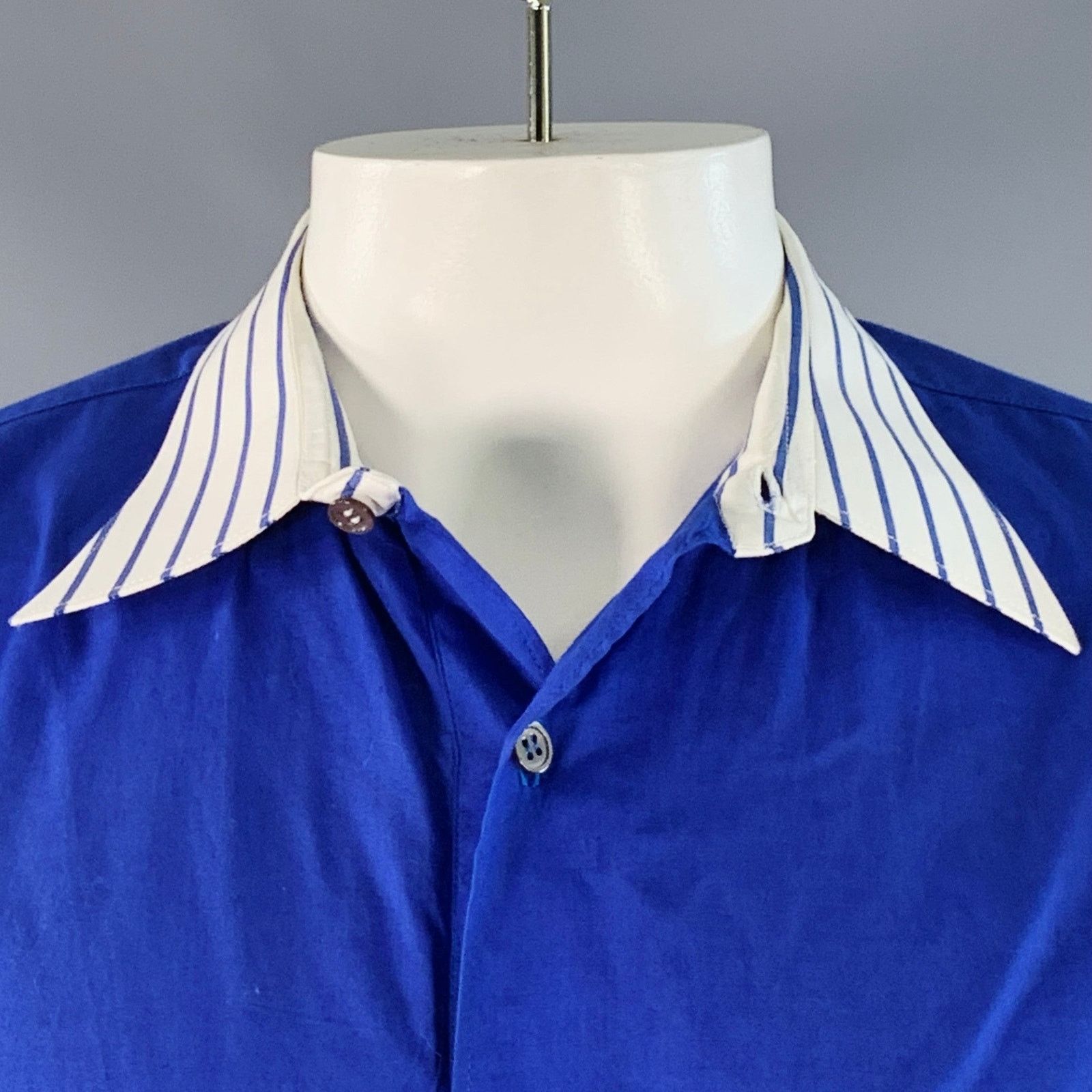 Other ALAN BILZERIAN Blue Color Contrast Trim Long Sleeve Shirt Size US XXL / EU 58 / 5 - 3 Thumbnail