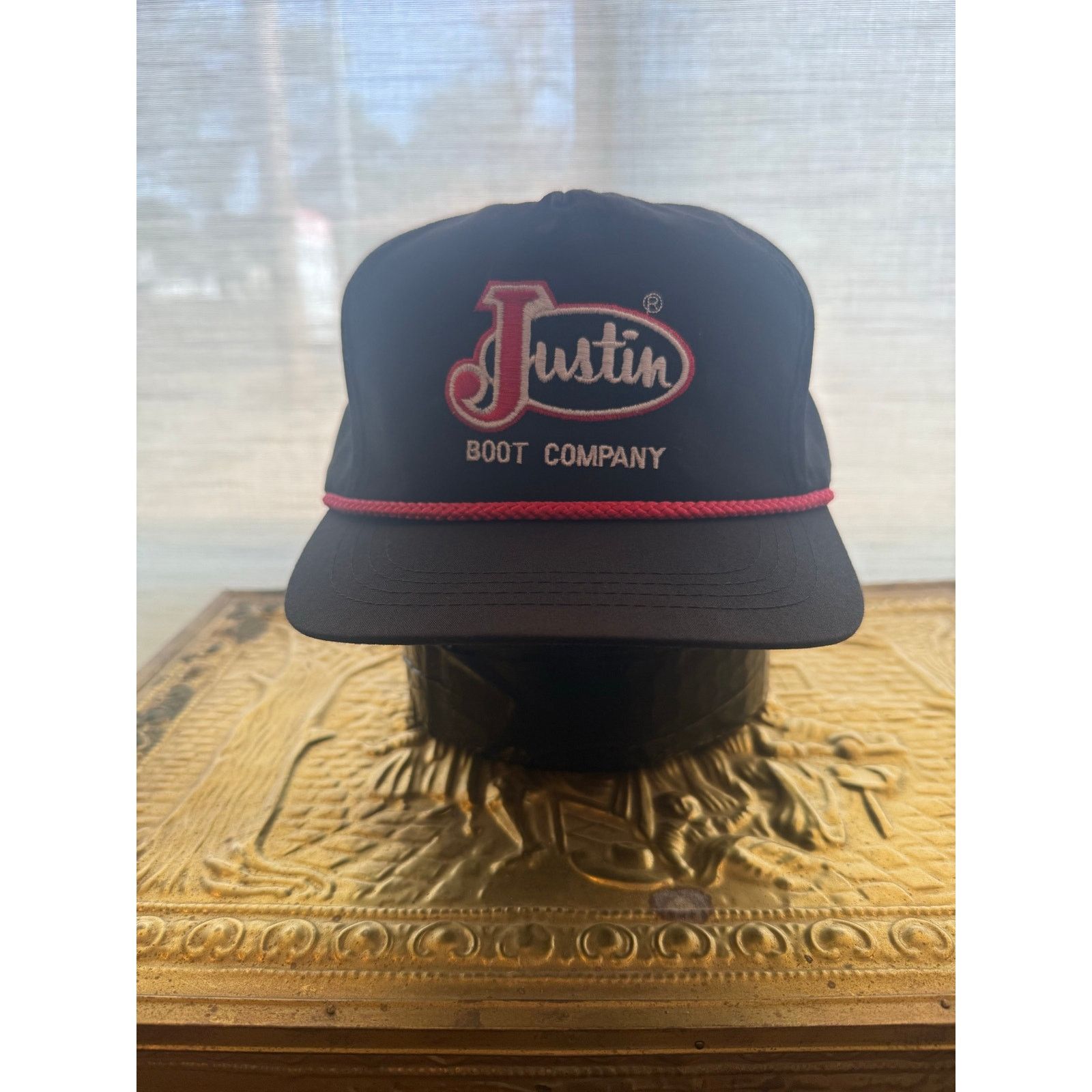 Justin Boots Justin Boots Red Rope Trim Snap Back Hat Size ONE SIZE - 1 Thumbnail