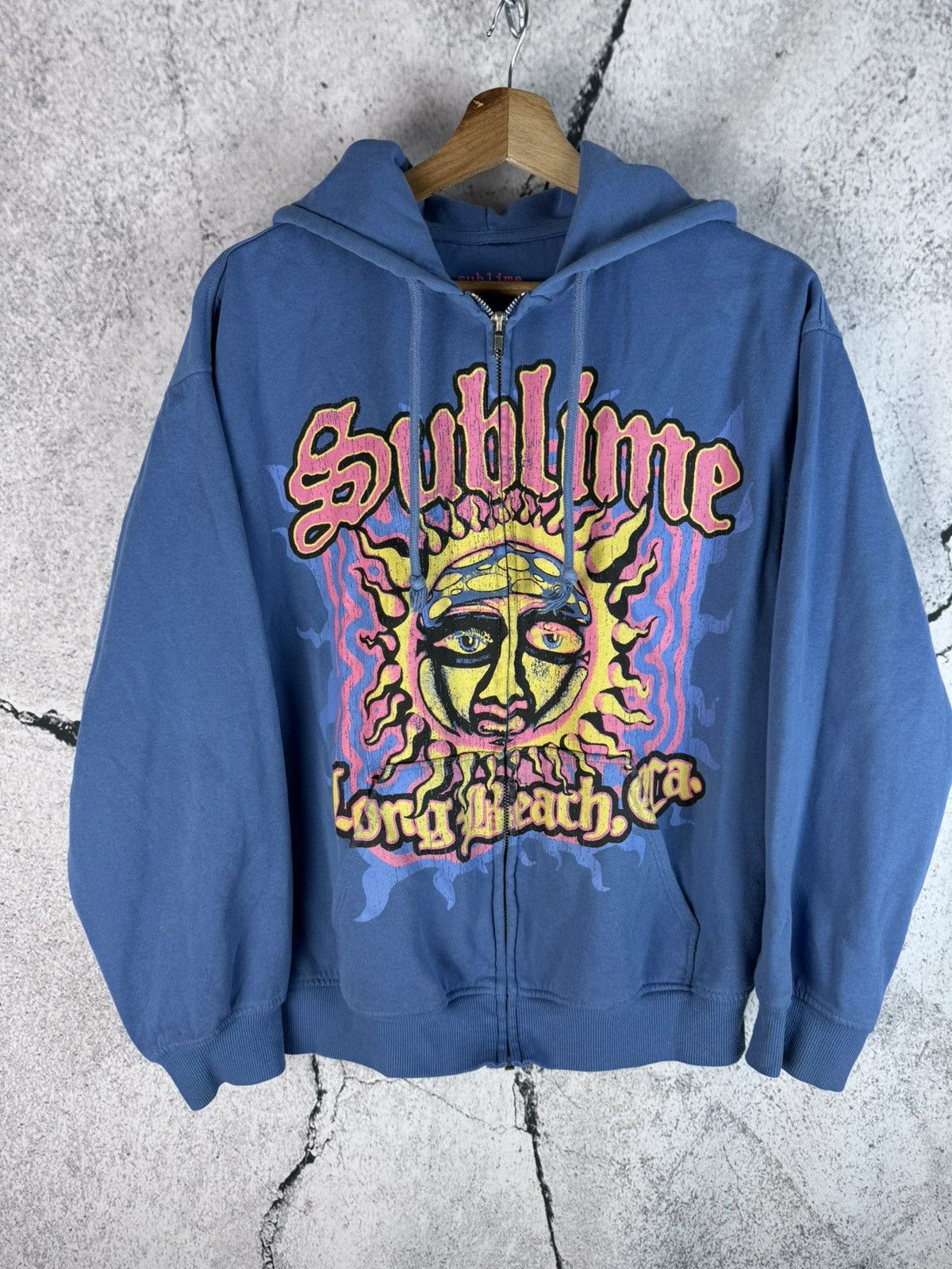 image of Band Tees x Sublime Zip Graphic Hoodie in Blue, Men's (Size XS)